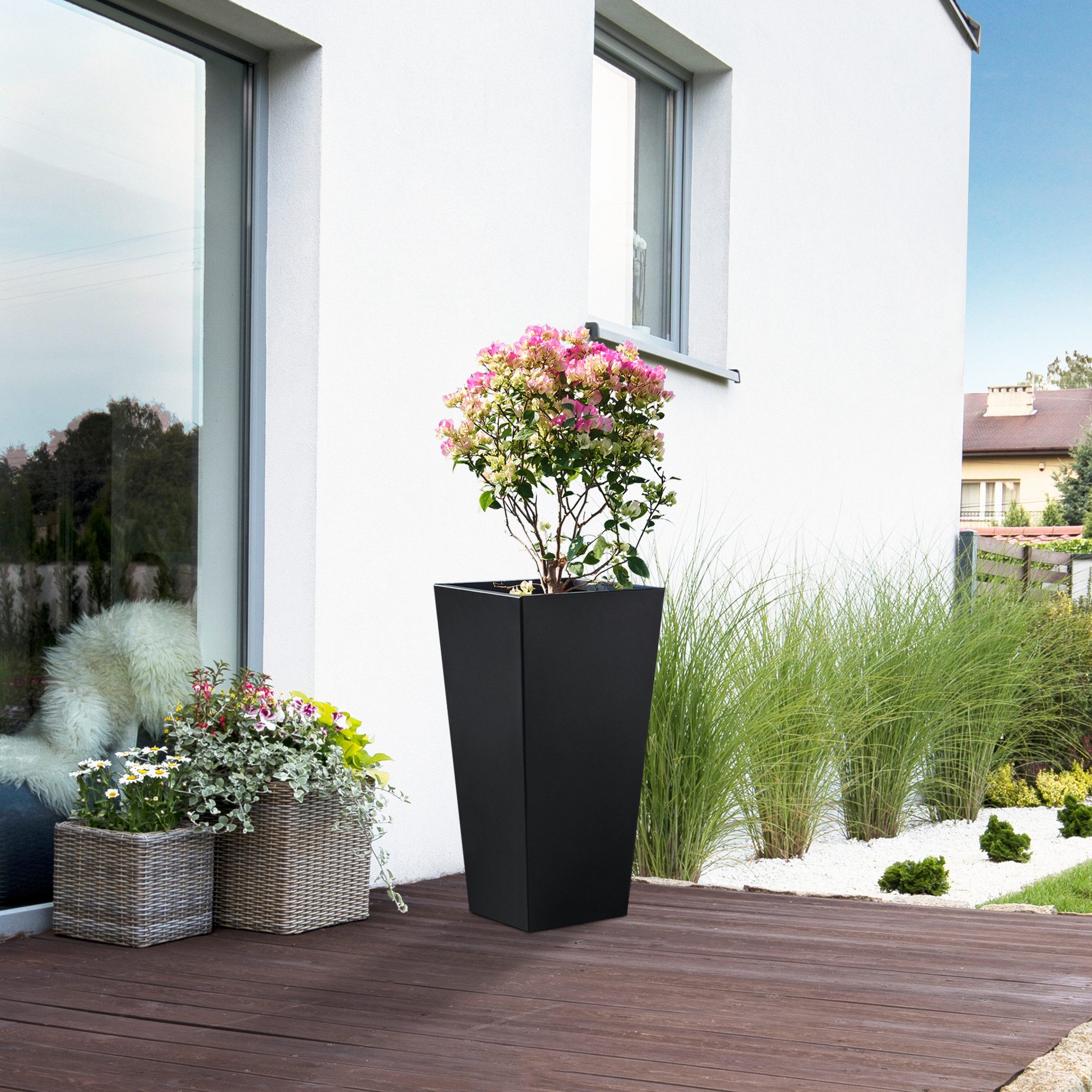 casa.pro Pflanzkübel, »Vaargel« Blumenkasten 76x39x39 cm verzinkter Stahl Schwarz