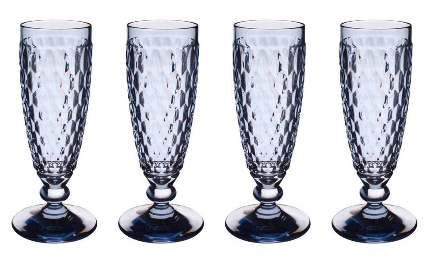 Villeroy & Boch Sektglas Boston Coloured, Kristallglas, Spülmaschinengeeignet, Blau, Boston, H: 16.3cm