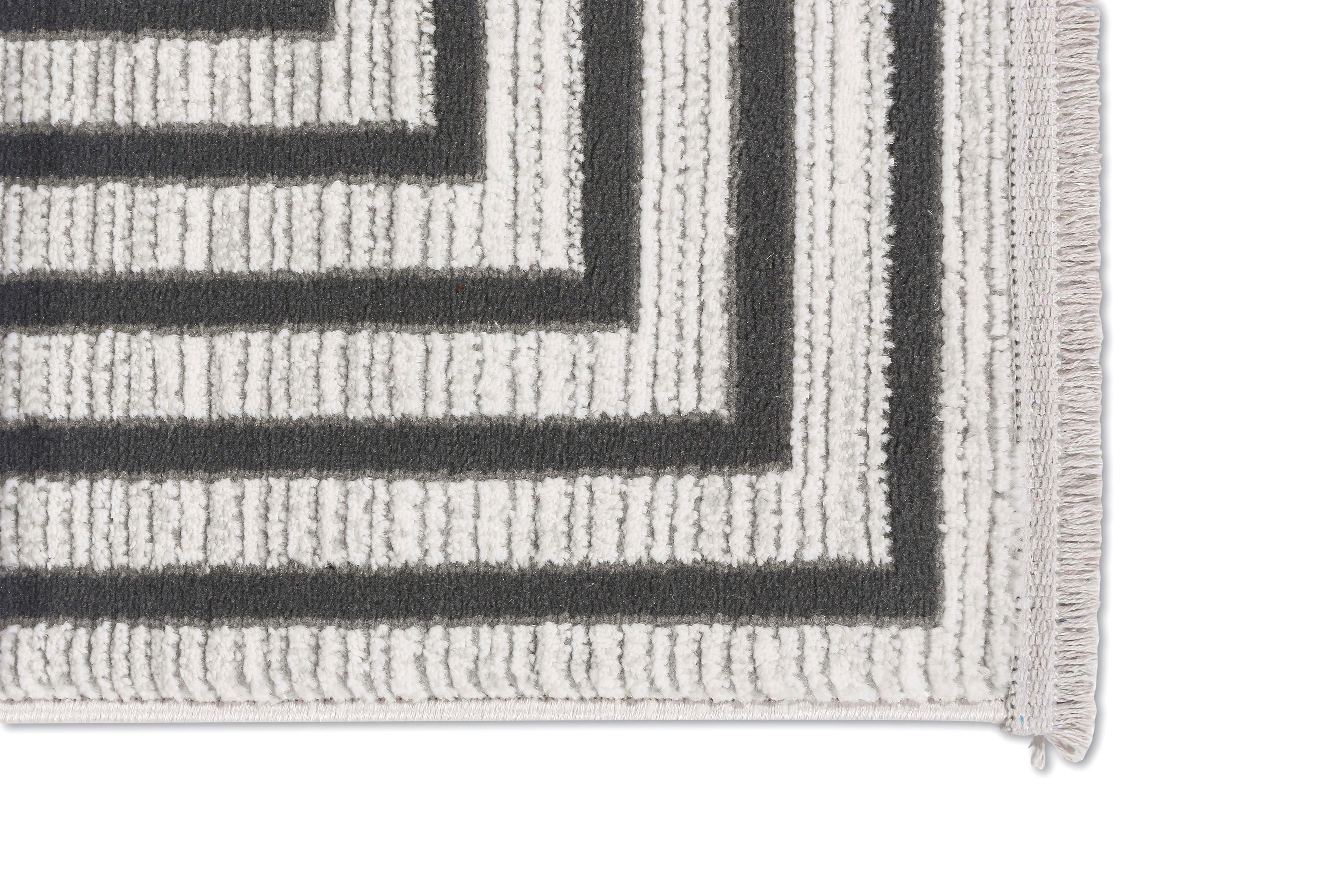 Teppich Vercelli 231/232 3-D ASTRA, 9 weiche wollig mit Oberfläche, mm, rechteckig, Kurzflorteppich, anthrazit Fransen, Wohnzimmer Höhe: Effekt
