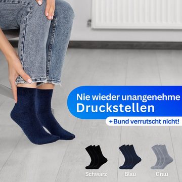 MEDOLY Diabetikersocken mit 97% Baumwolle, ohne Bund (6 Paar) ohne störende Naht