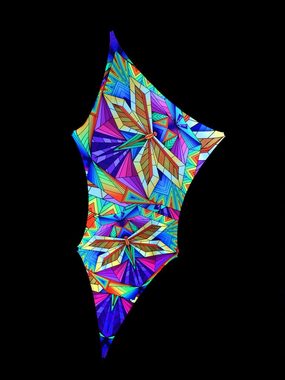 Wandteppich Schwarzlicht Segel Wing L "Neon Polygon Dragonfly Right" 2,25x3,75m, PSYWORK, UV-aktiv, leuchtet unter Schwarzlicht