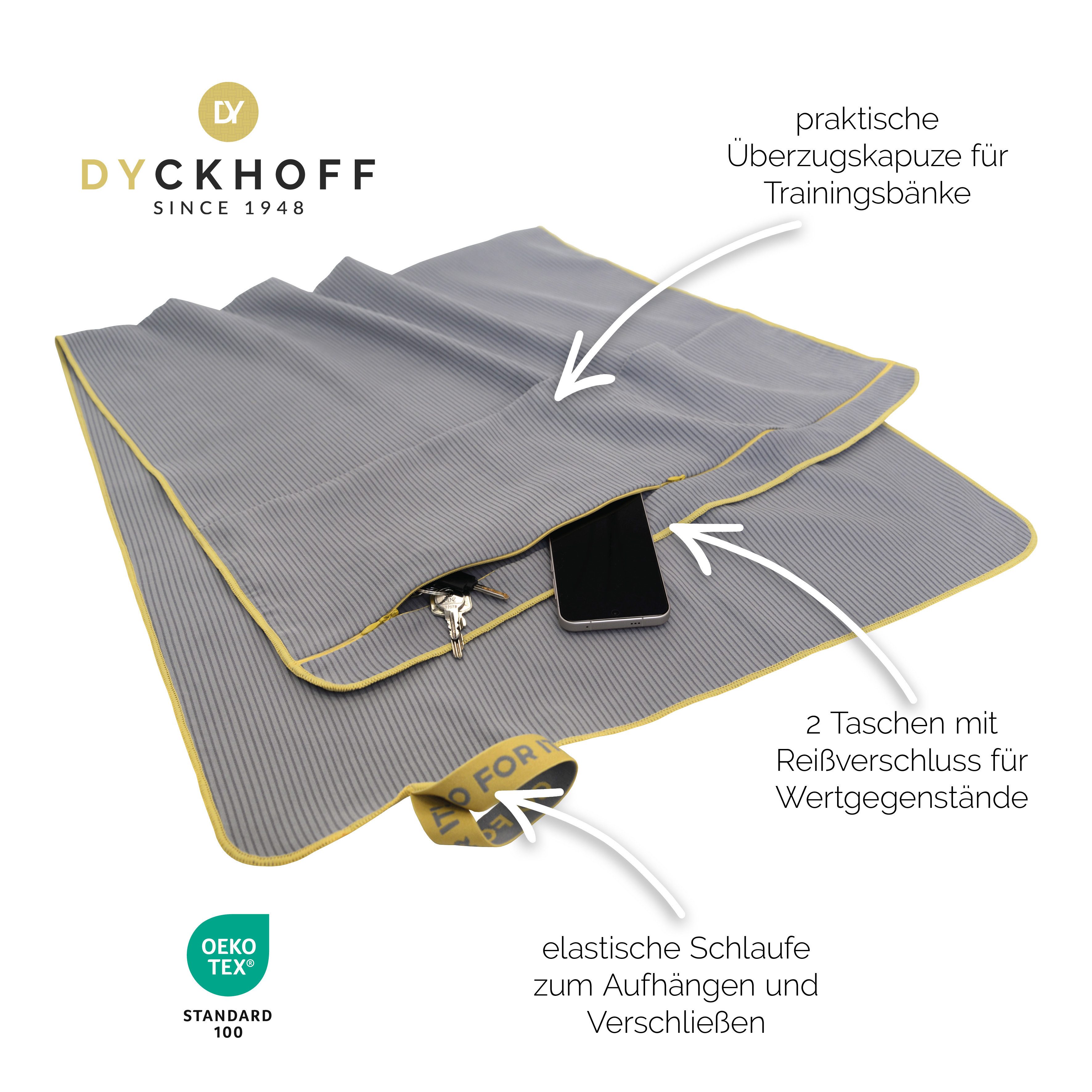 Dyckhoff Handtuch Mikrofaser Sporttuch Struktur, Microfaser (2-St), Mit Überstülpkapuze, Schnelltrocknend, Leicht, Reißverschlusstasche