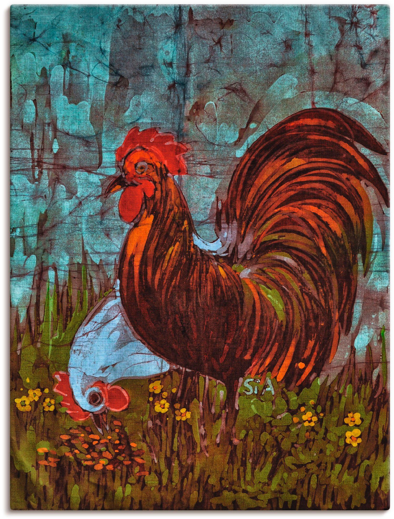Hahn Vögel Poster Alubild, oder Henne, und (1 Artland Wandaufkleber Leinwandbild, Größen - Zweisam versch. Wandbild St), als in