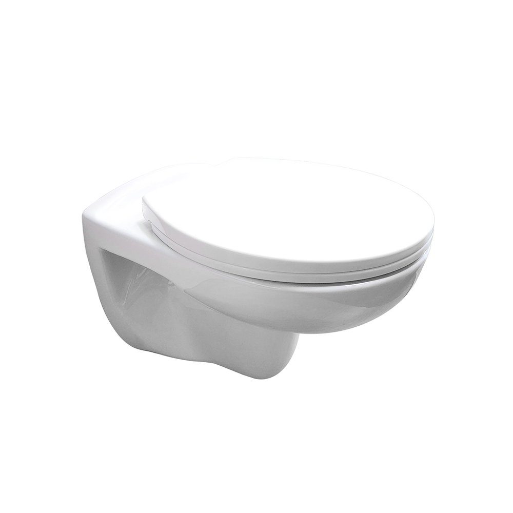 Belvit Spülrandlos Tiefspül-WC Tiefspüler EGWWC01, waagerecht, Toilette Deckel Abgang Wand-WC WC Softclose wandhängend, Hänge