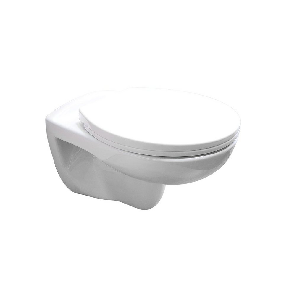 Belvit Tiefspül-WC EGWWC01, wandhängend, Abgang waagerecht, Spülrandlos WC  Hänge Wand-WC Tiefspüler Toilette Softclose Deckel