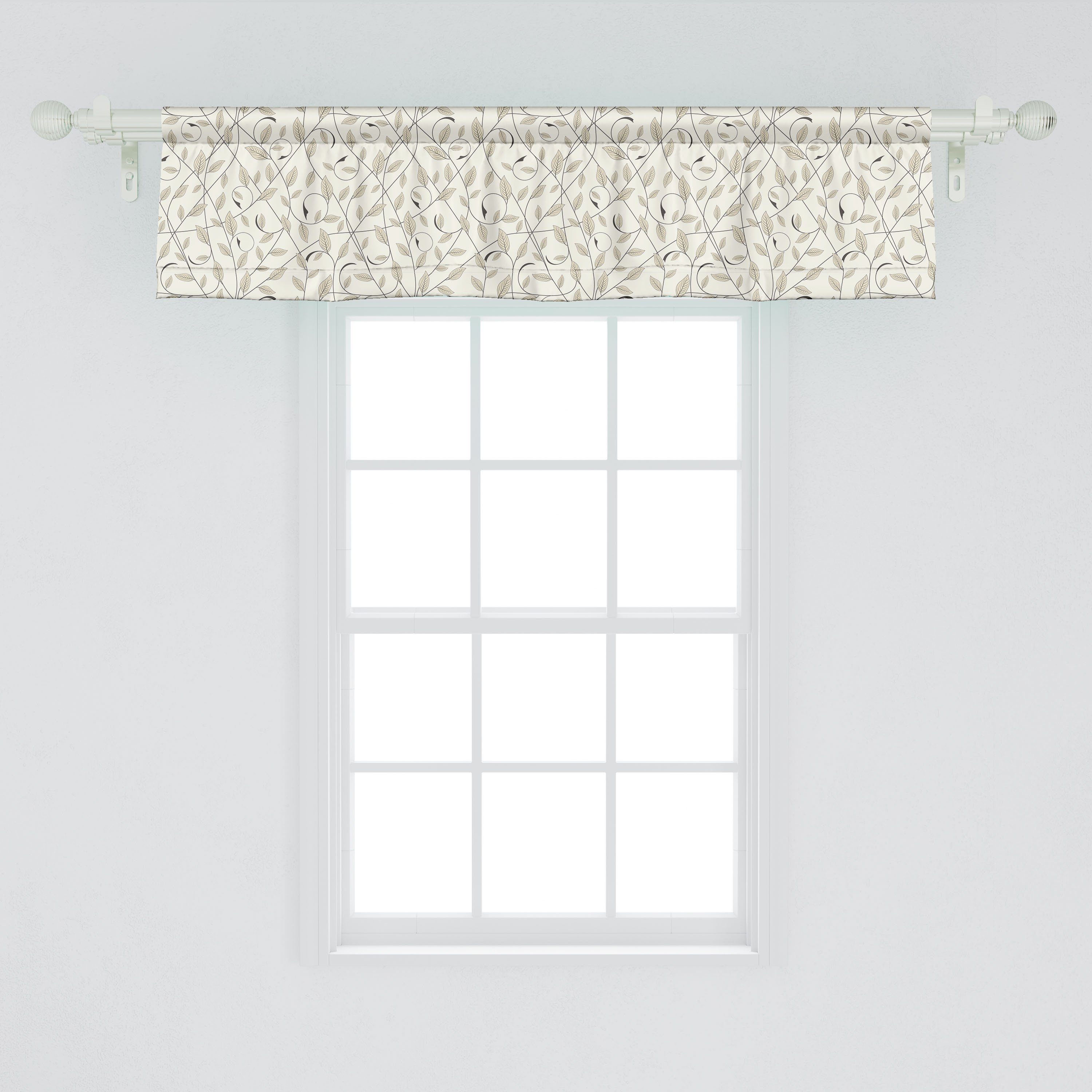 Scheibengardine Vorhang Volant für Küche Branchen Blumen Curling mit Stangentasche, Dekor Stripes Abakuhaus, Schlafzimmer Microfaser