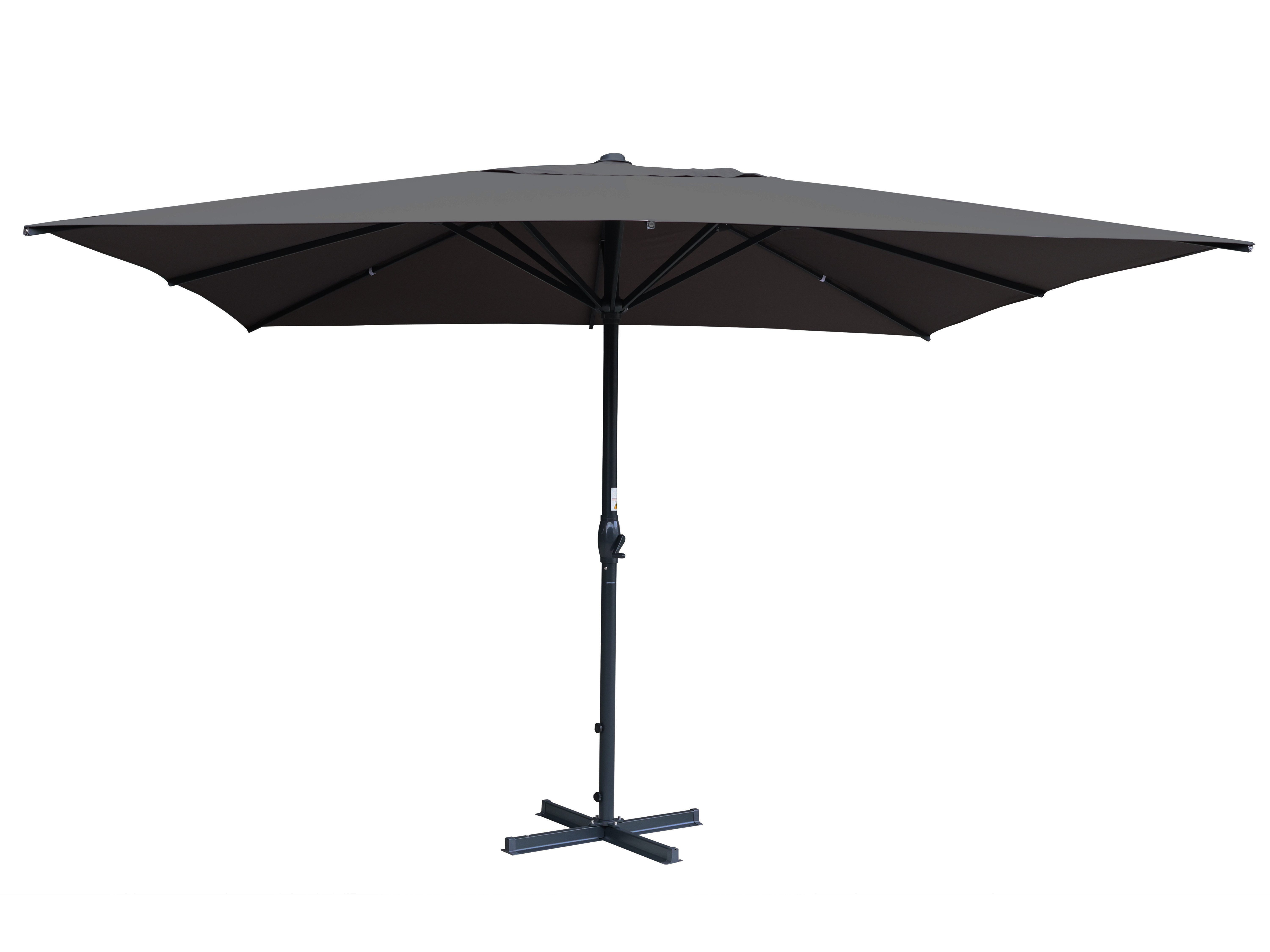Gardissimo Sonnenschirm Gigante anthrazit 4x4 m / 400 x 400 cm / Kurbelschirm / Marktschirm, LxB: 385x400 cm, Spar-Set, Sonnenschirm inkl. Schirmständer, mit Kurbel / Telskopfunktion / Windauslass