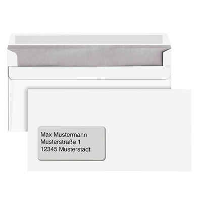 NO NAME Briefumschlag 250 Briefumschläge DIN lang mit Fenster selbstklebend weiß, Papiergewicht: 75g/qm; Selbstklebend; Mit Fenster