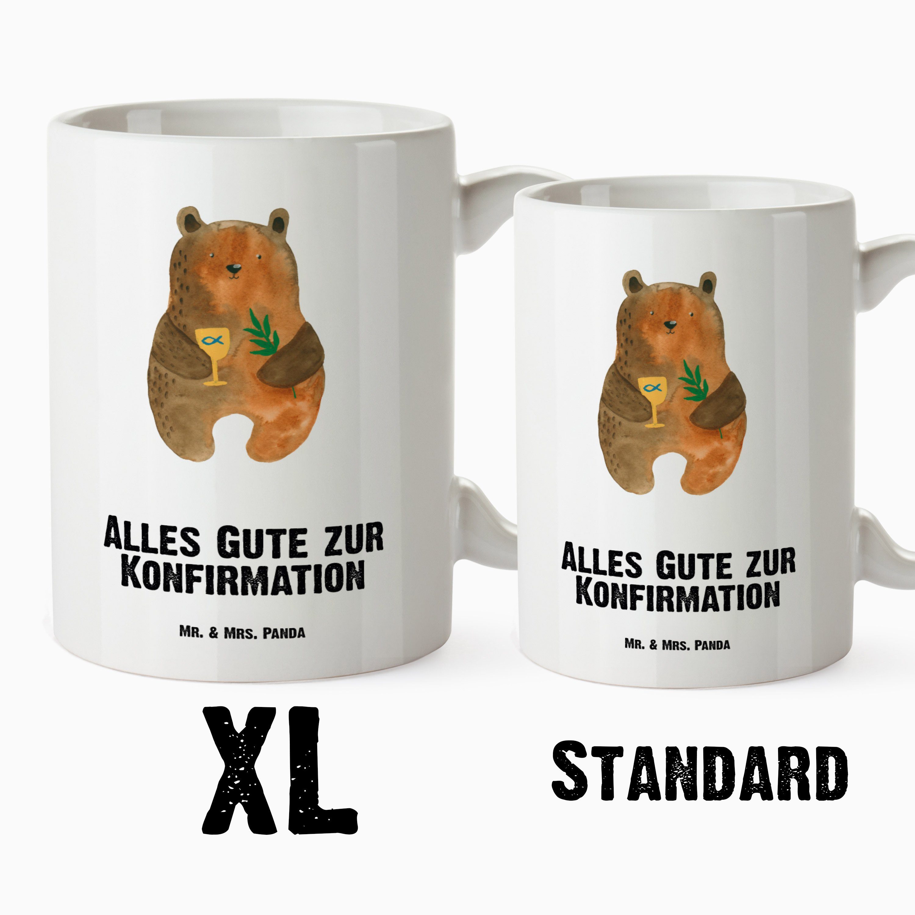 Mr. & Mrs. Panda Tasse Grosse XL Konfirmation-Bär - Tasse Geschenk, - Kaffeetasse, Gottesdienst, Weiß Keramik