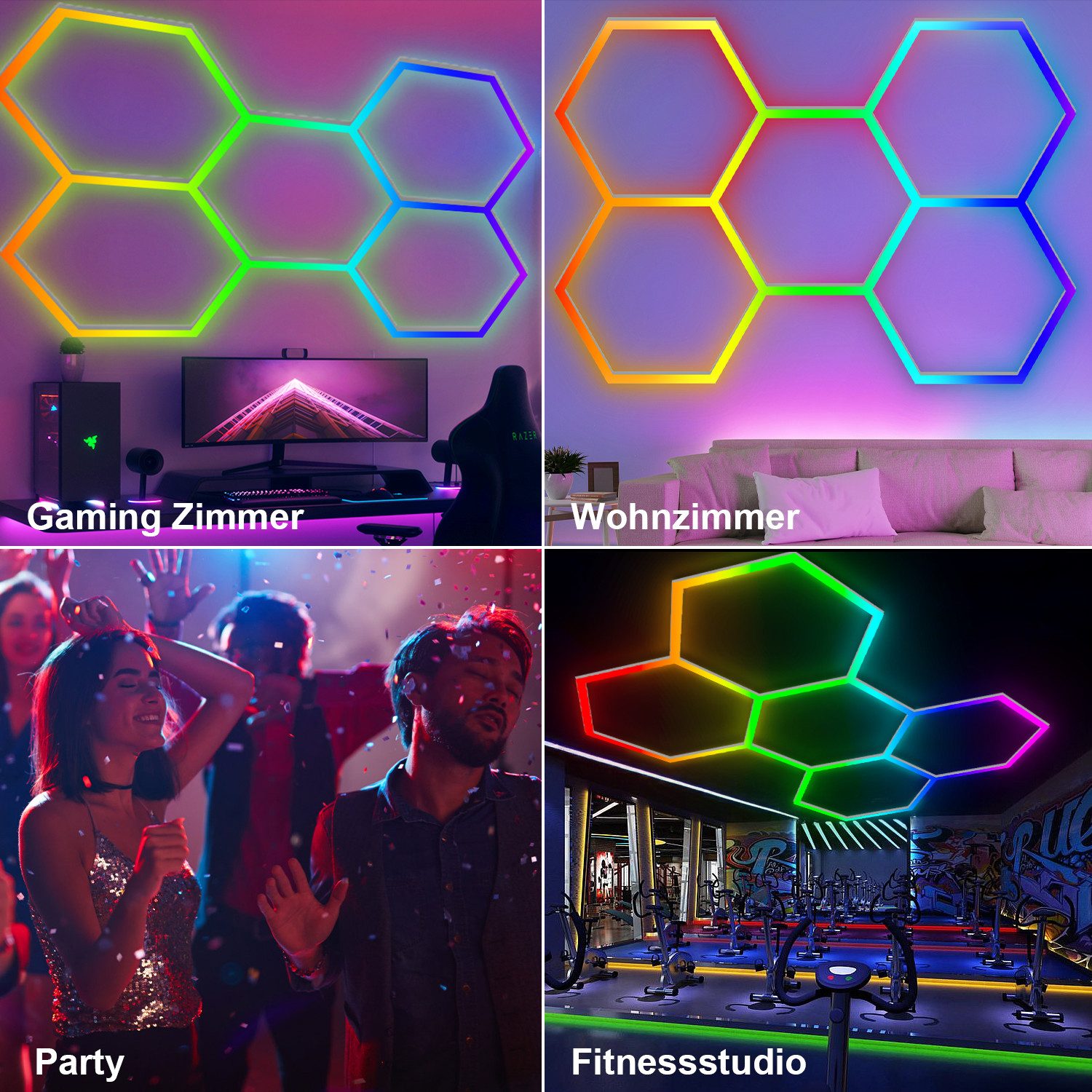 WILGOON Deckenleuchte 5x LED Hexagon Beleuchtung-24pcs günstig online kaufen