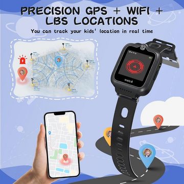 Jianyana Smartwatch (1,4 Zoll, 4G), Kinder-Smartwatch:GPS, 4G, WiFi, Video, SOS, SMS, Musik, Kamera Wecker