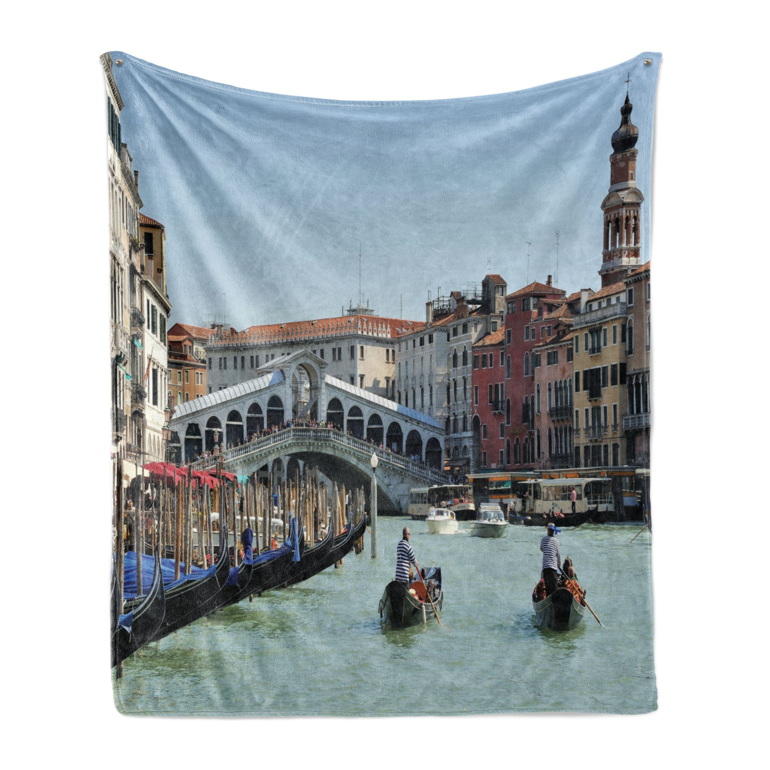 Außenbereich, für Abakuhaus, Wohndecke Innen- und Plüsch Foto Canal Gemütlicher Italien Gondel den Venedig