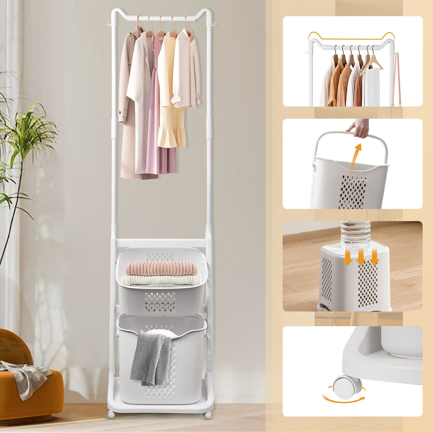 Simloveve Kleiderständer offener Kleiderschrank mit Kleiderstangen, günstig online kaufen