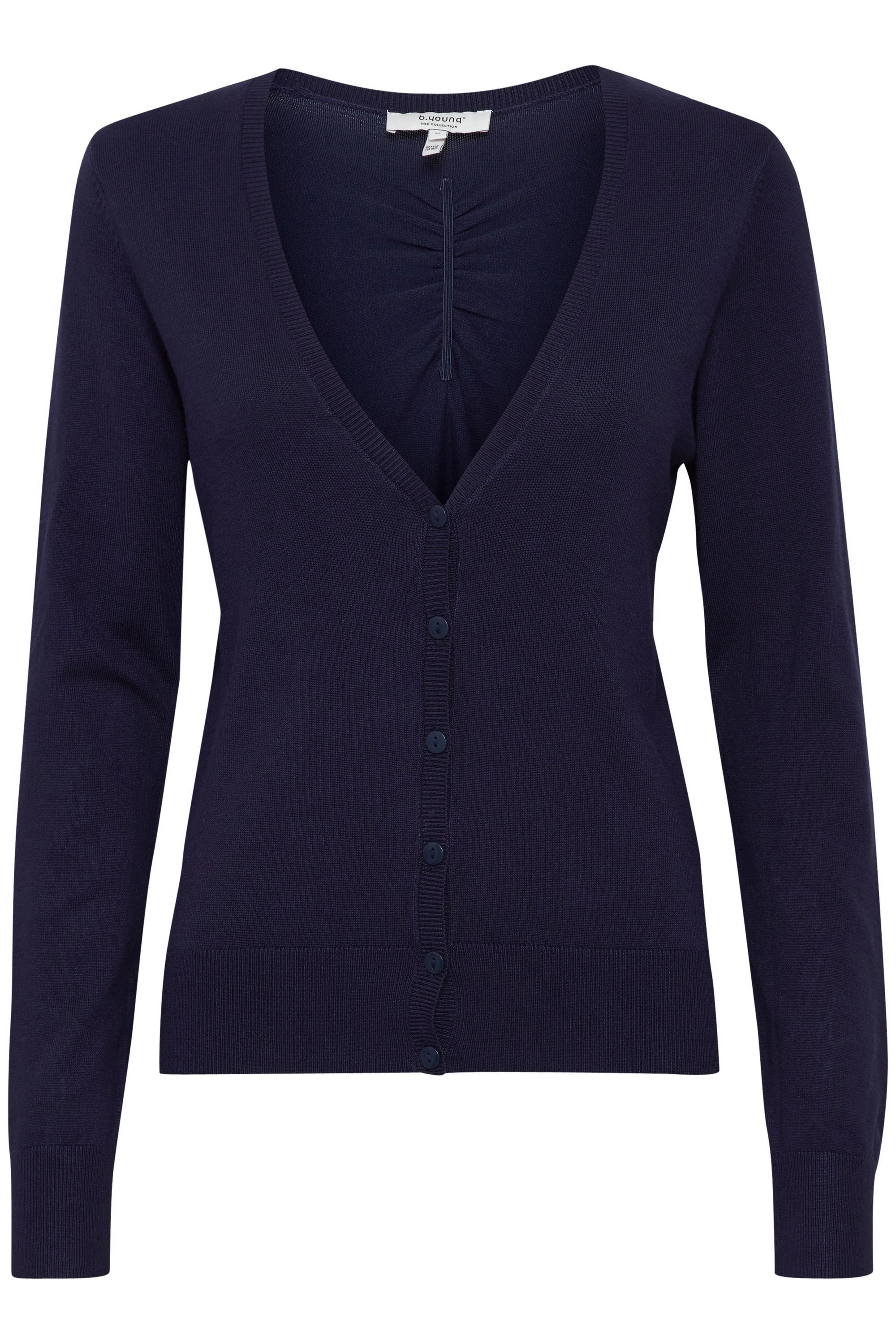 4 mit Strickjacke Cardigan CARDIGAN - 20811102 Knopfleiste (193920) b.young Peacoat BYPIMBA Kurze