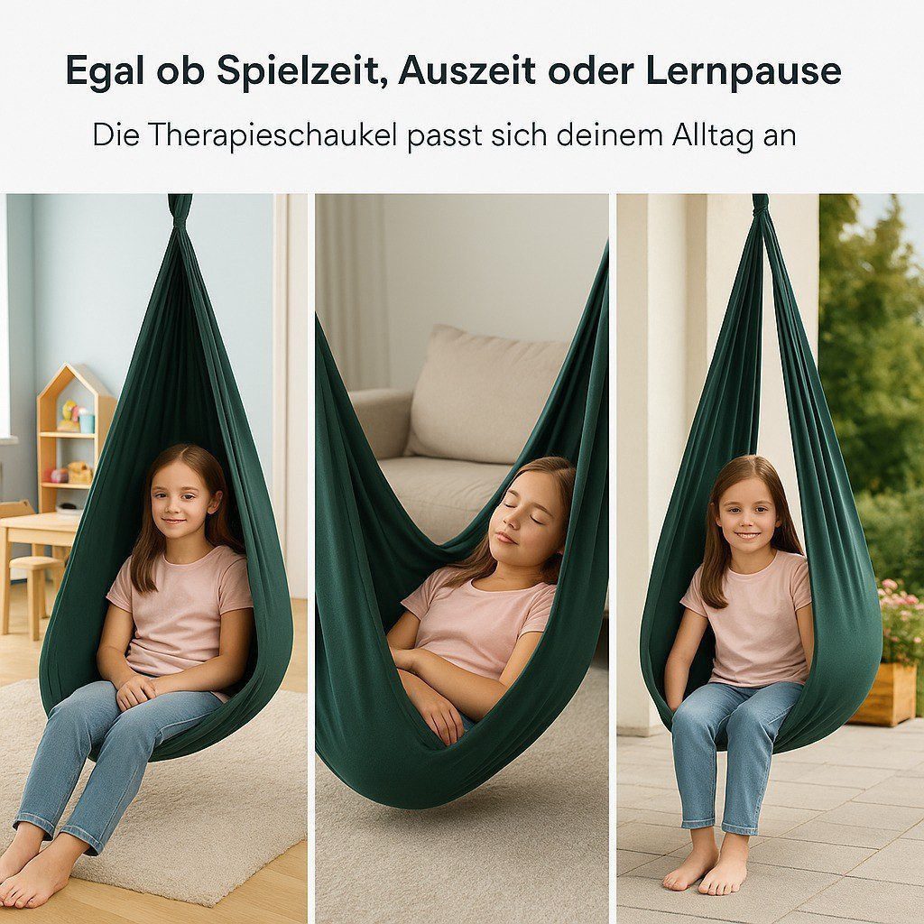 Kronenberg Tuchschaukel Ganzkörpersocke (Sensorische Therapieschaukel aus elastischem Nylon), Hängeschaukel, höhenverstellbar, 360° drehbar, für drinnen & draußen
