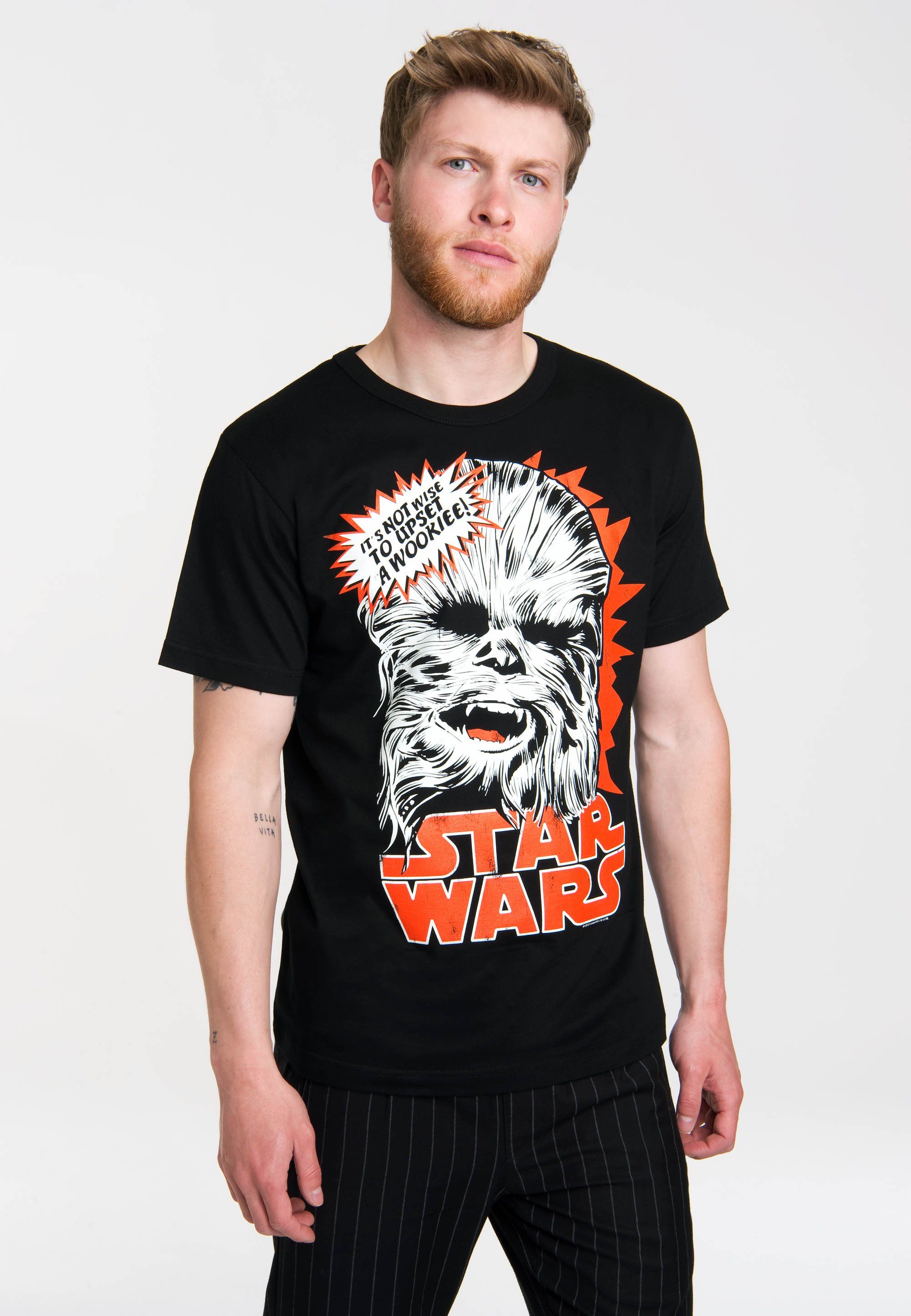Sterne T-Shirt Star mit LOGOSHIRT - Chewbacca Wars-Frontdruck der Krieg