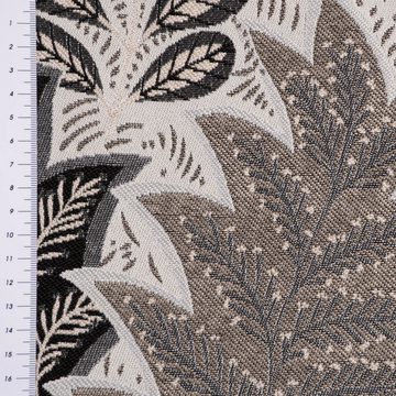 SCHÖNER LEBEN. Stoff Dekostoff Jacquard Metallic Botanic Arty Blätter silber grau 1,4m