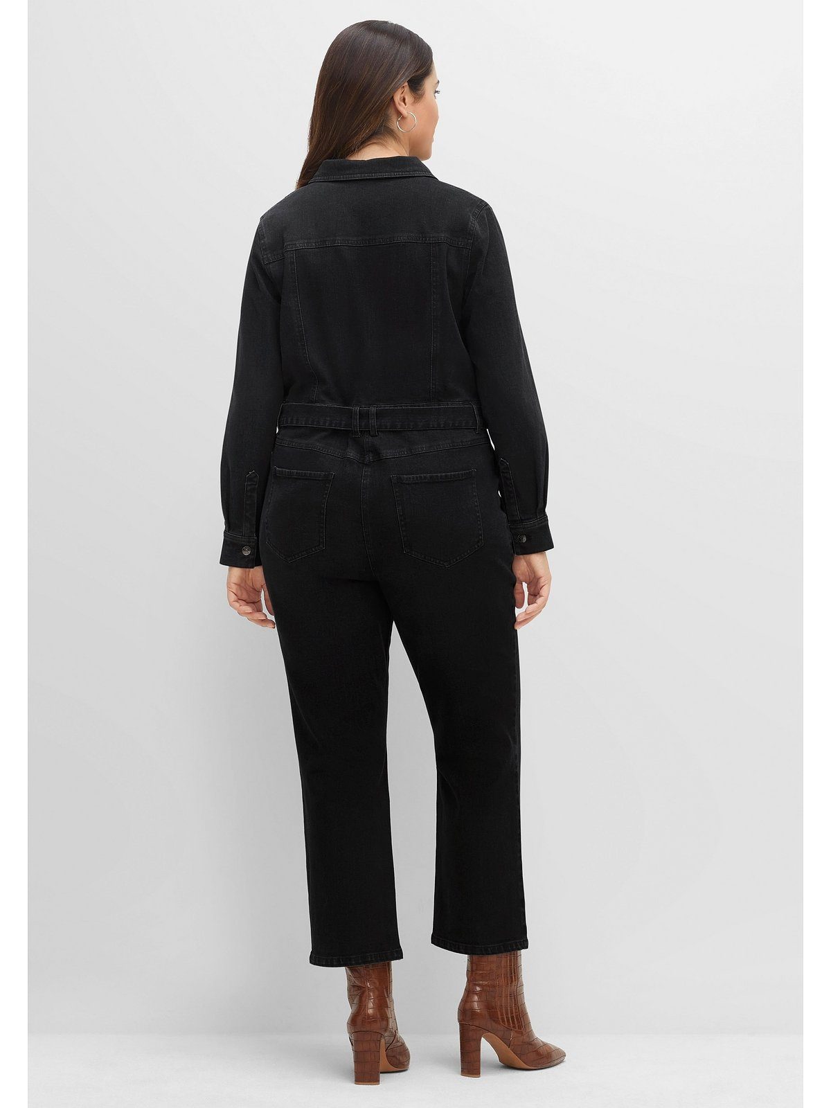 aus Größen Denimqualität elastischer Große Sheego Jumpsuit