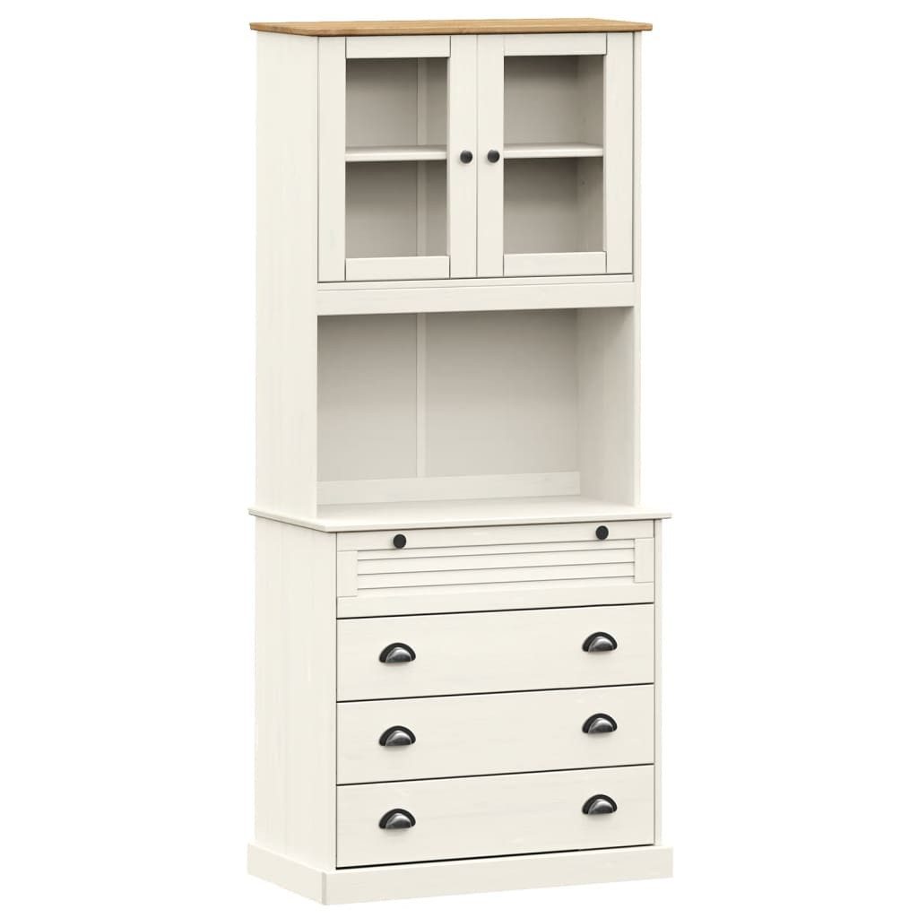 vidaXL Highboard Highboard VIGO Weiß 80x40x176 cm Massivholz Kiefer (1 St)