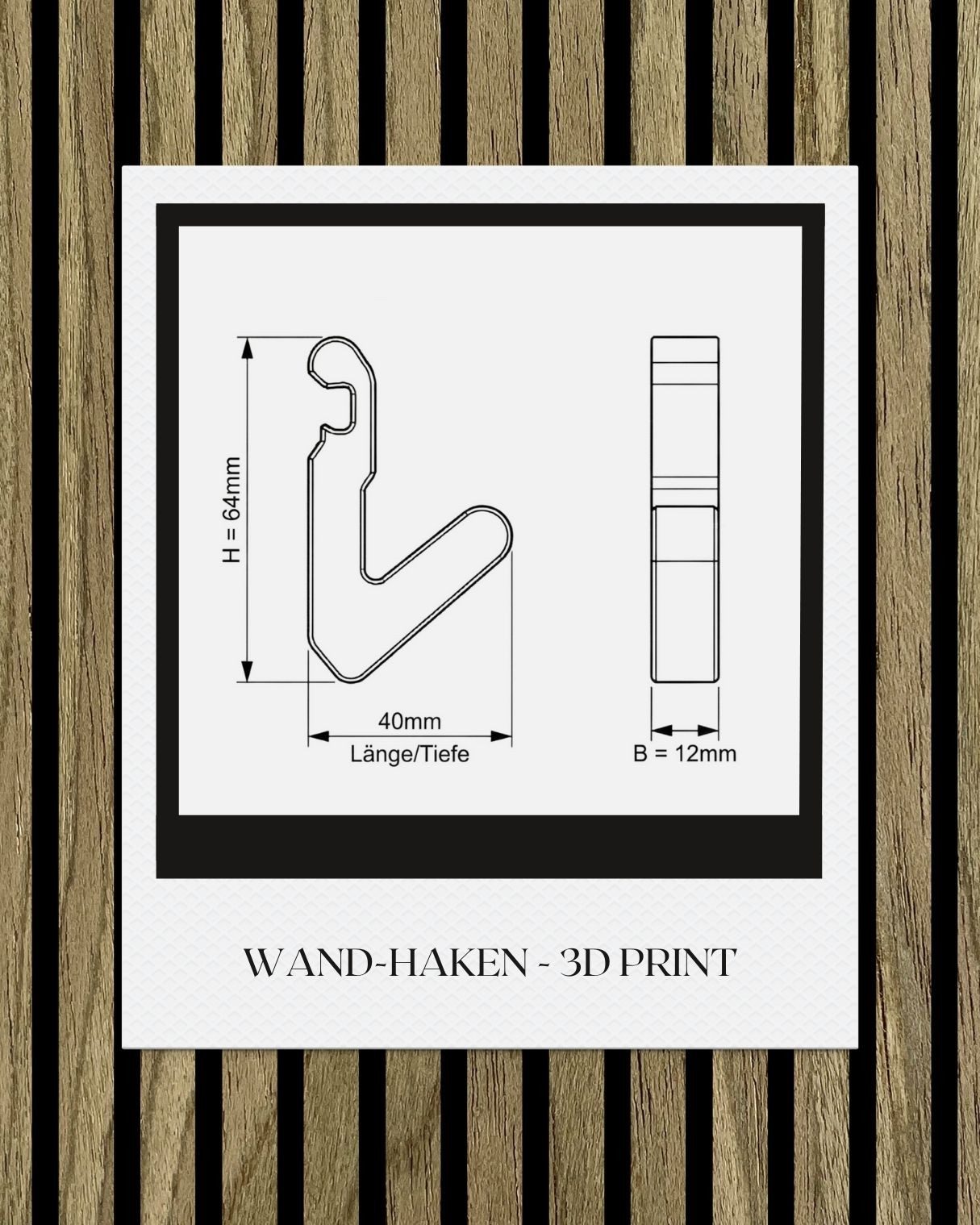 tktrading24 Wandpaneel Kleiderhaken für Akustikpaneele – ohne Bohren für Akustik Wandpaneele, BxL: 1,2x4 cm