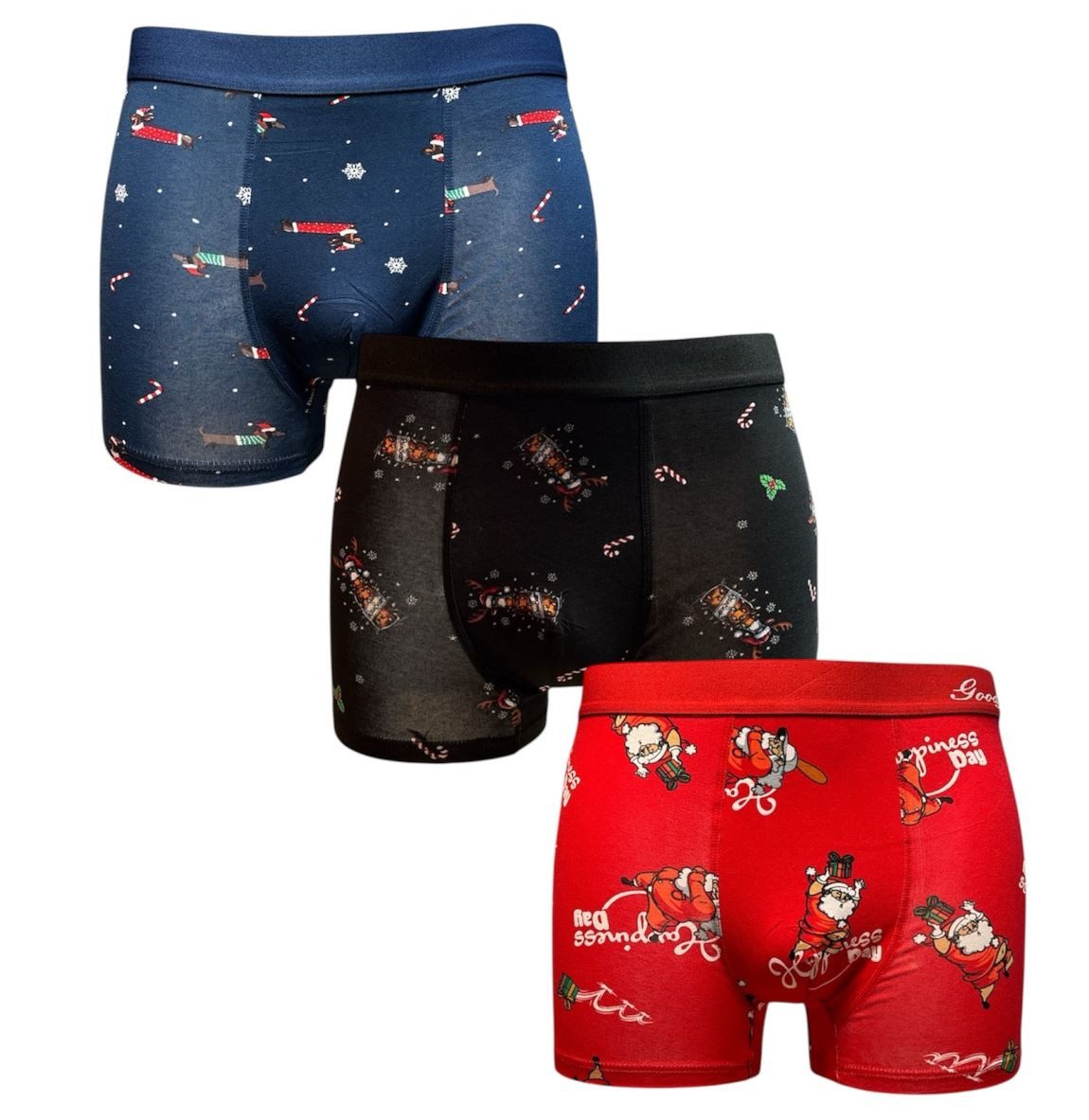 Toker Collection® Boxershorts Weihnachts Boxershort 3er Pack bunter Mix, M - 2 XL, Baumwolle (Packung, 3er Pack) mit Weihnachtsmotiv