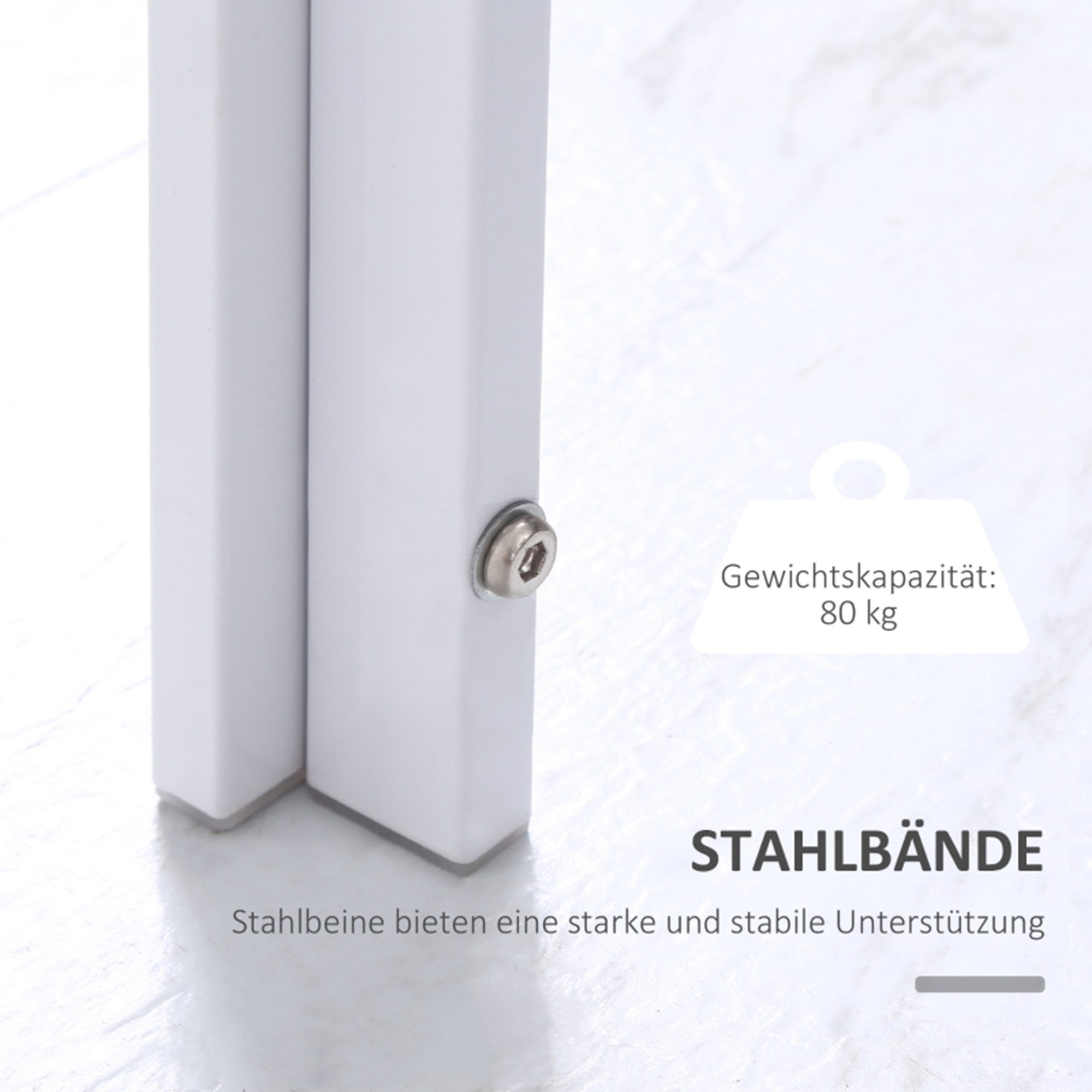 MC Star Esstisch Küchentisch großer Tisch, modernes Design (120 cm x 60 cm x 75 cm, Weiß)