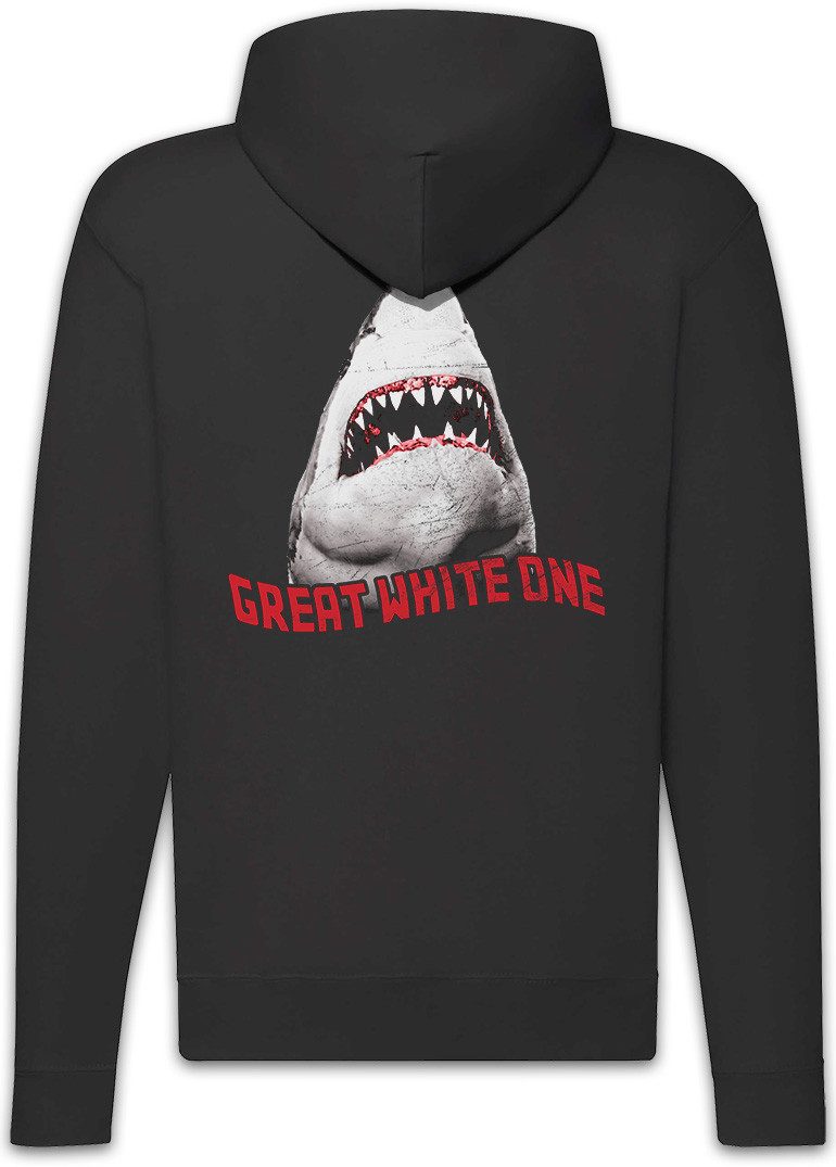 Urban Backwoods Sweatjacke White Shark II Zipper Hoodie Weißer Hai Jaws Surfer Taucher Weiße (1-tlg) Diver Größen Hawaii Maui