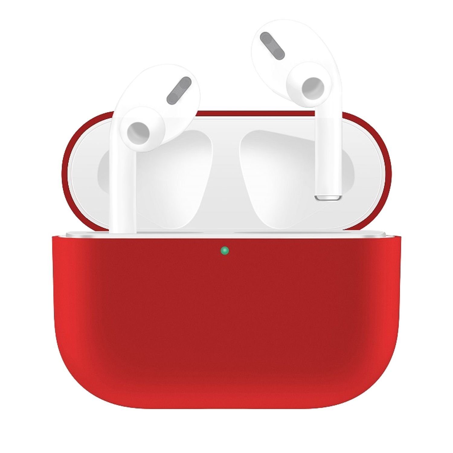 König Design Handyhülle Apple AirPods Pro, Schutzhülle für Apple AirPods Pro Handy Hülle Silikon Tasche Case Cover Rot