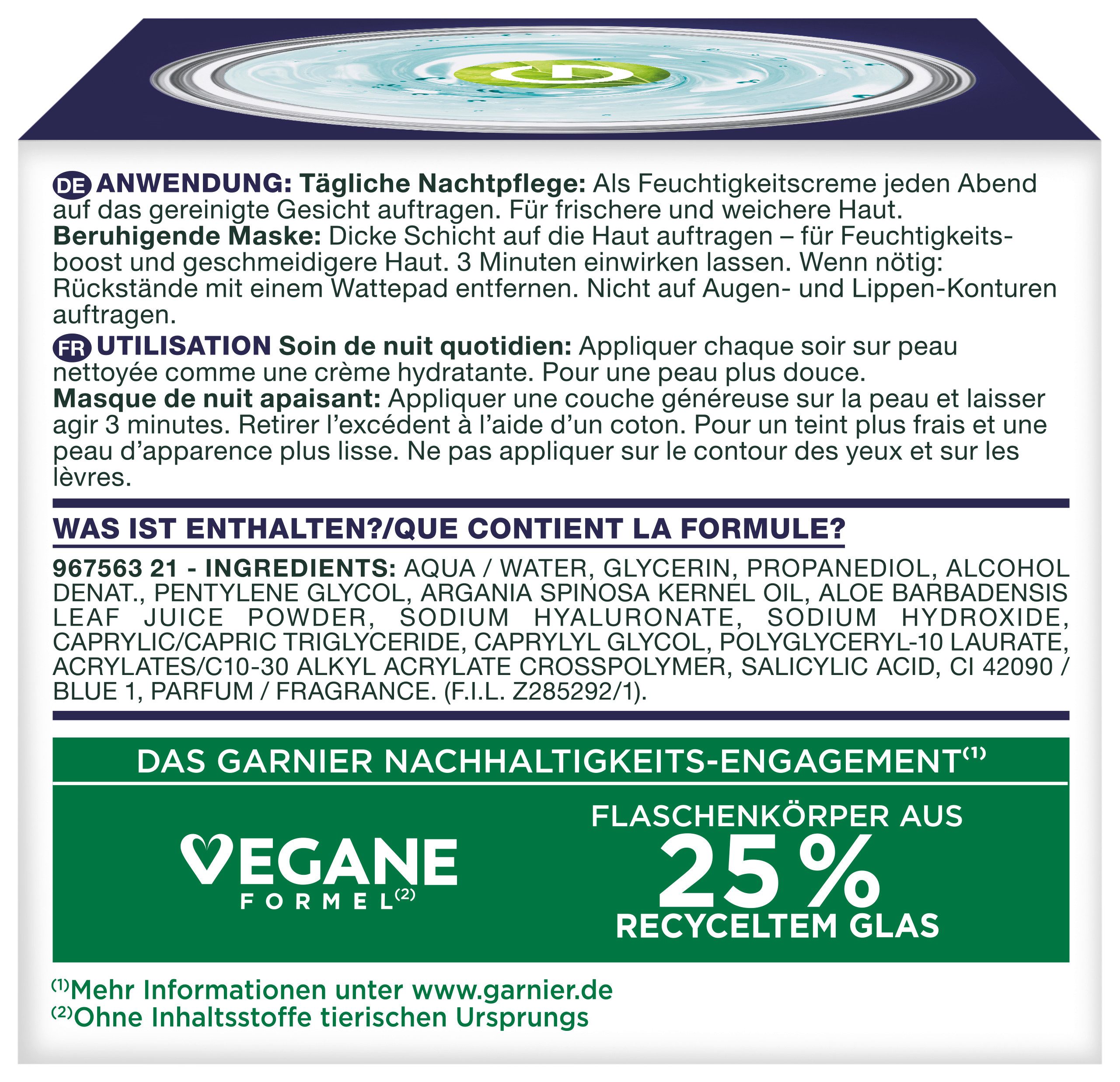 GARNIER Nachtcreme Garnier Hyaluron Barrier Repair Gel-Creme Nachtpflege, feuchtigkeitsspendend, verbessert Regeneration