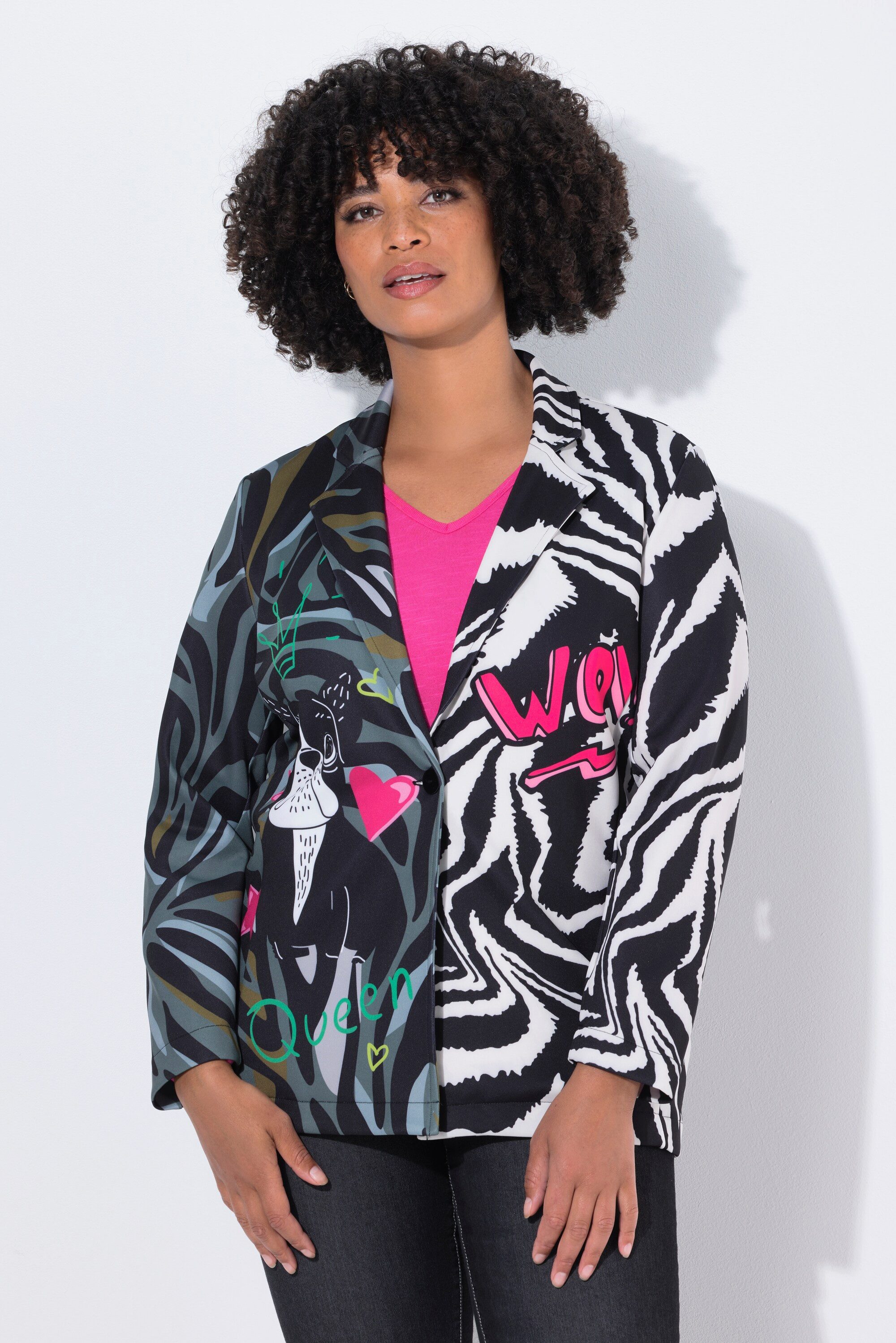 Blusenblazer Blazer Scuba Basic Fit Mustermix