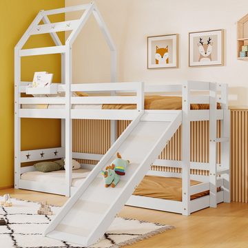 HAUSS SPLOE Etagenbett 90 x 200 cm mit Rutsche & Leiter, Hochbett für Kinder aus Kiefer Weiß