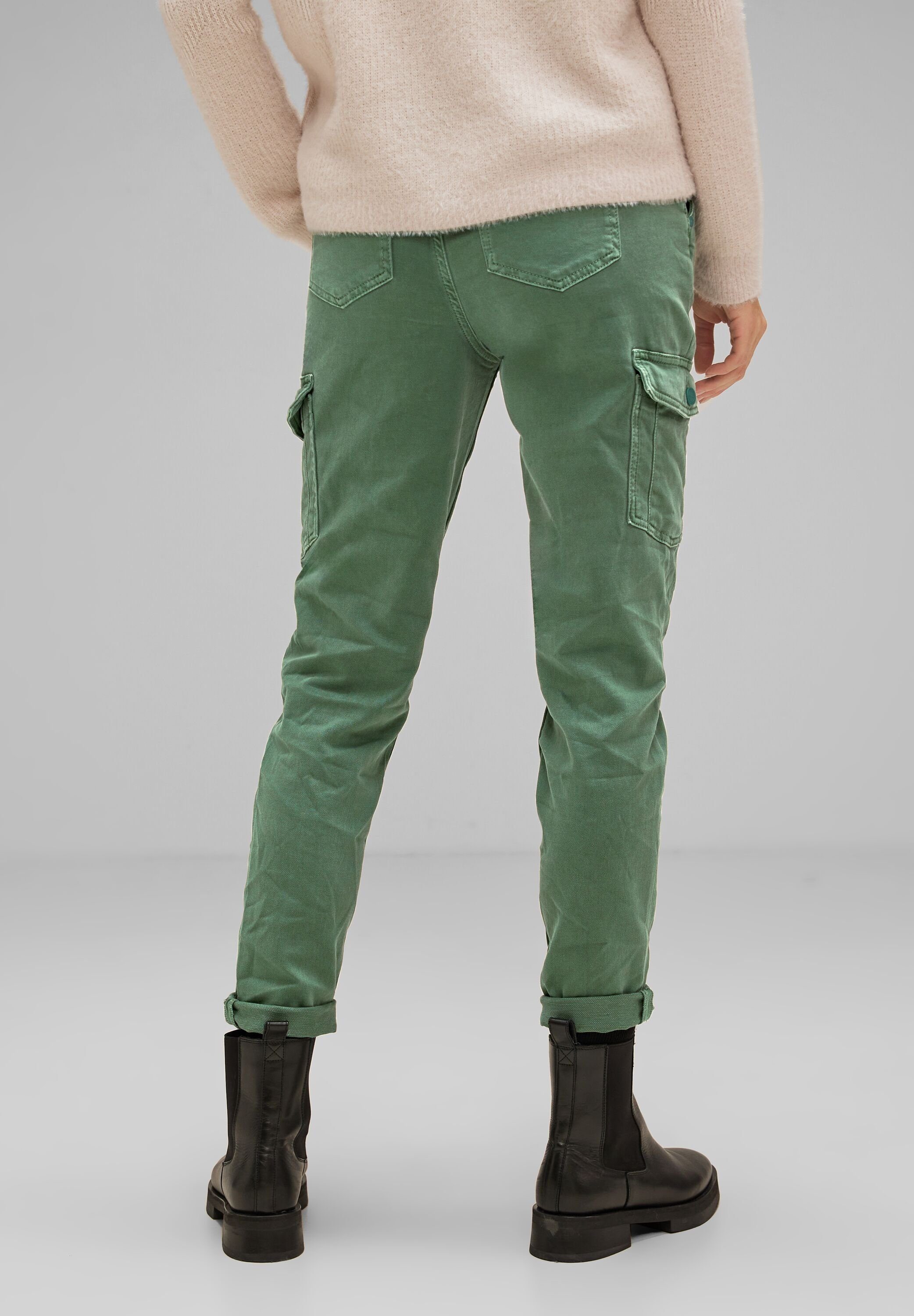 STREET ONE Loose-fit-Jeans im Cargo-Style overdyed green novel
