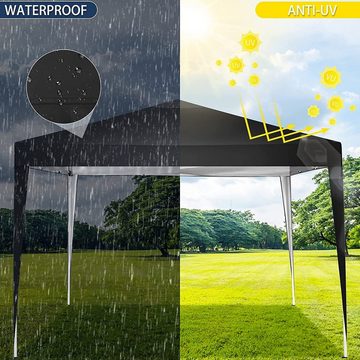 RESCH Faltpavillon Garten Pavillon 3x3m, Partyzelt aus PVC Material, UV-Beständig, Zelt, (Pavillon-Komplettset, Outdoor geeignet für Wintergarten, Terasse, wasserabweisend Stecksystem Montage ohne Werkzeug, Winterfest), Gartenpavillon schwarz, Faltpavillon, Gazebo Festzelt Campingpavillon