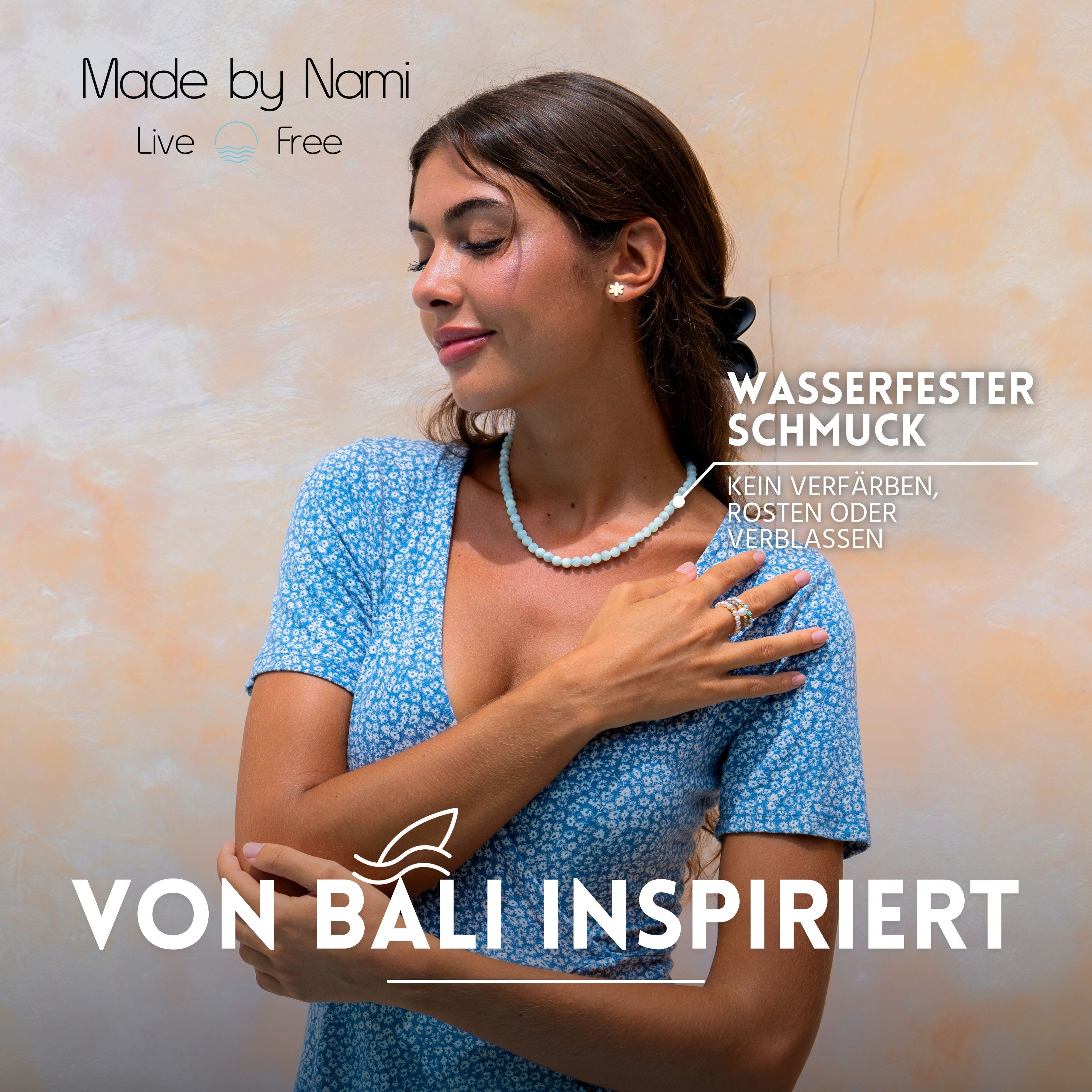 Made by Nami Perlenkette Bunte Perlenkette Damen aus echten Steinen mit Sch günstig online kaufen