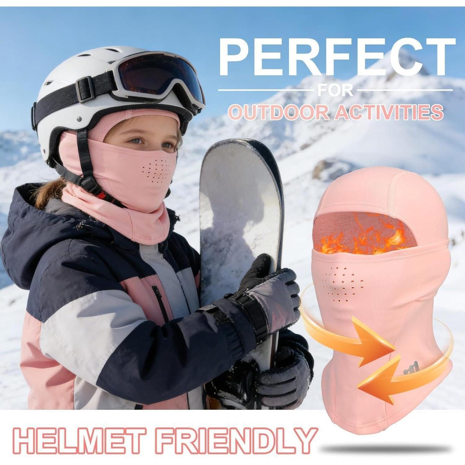 LuxusKollektion Sturmhaube Sturmhaube Kinder Fleece Skimaske Winddicht Halswärmer Rosa