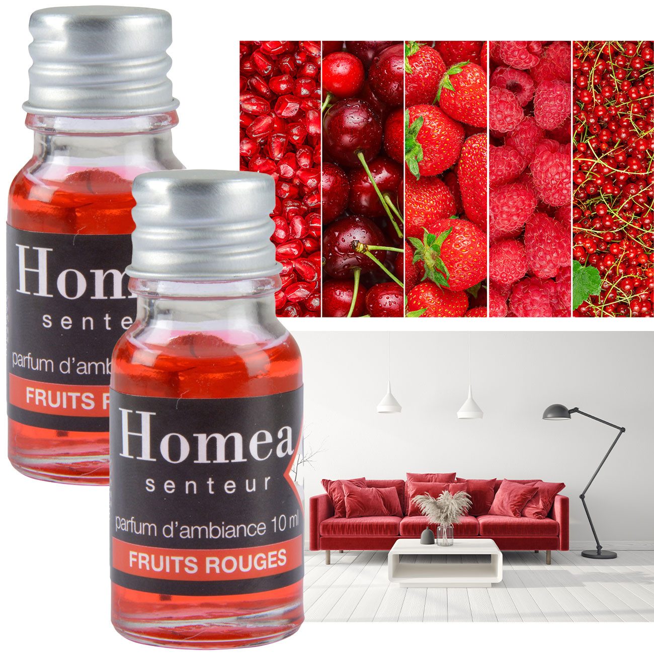 Homea Duftöl Rote Früchte (10ml) - Fruchtiges Aroma für Ihr Zuhause (2-St), Auch für Potpourri oder Aromabrenner geeignet