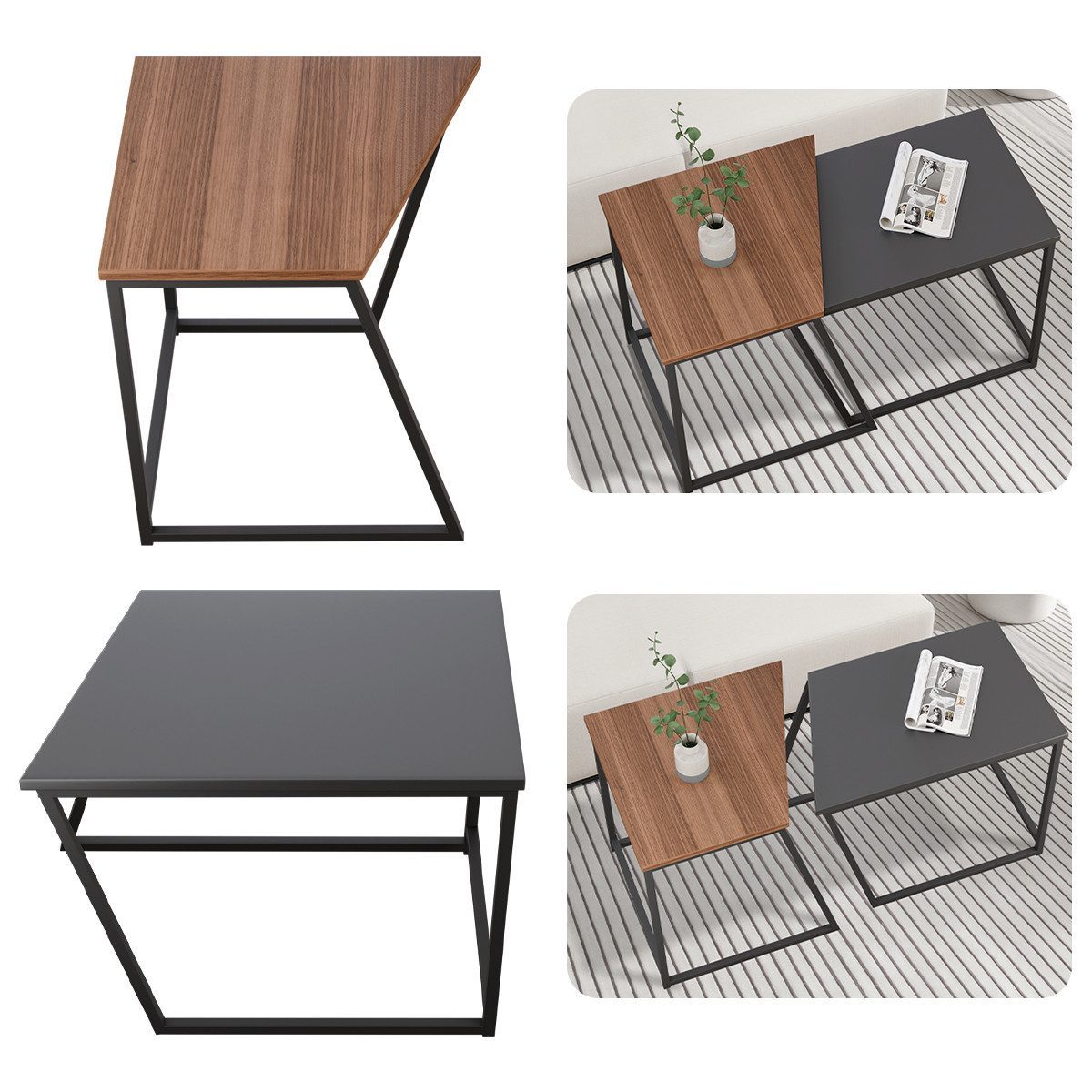 Simloveve Beistelltisch Couchtisch Satztische für Wohnzimmer Kaffeetisch st günstig online kaufen