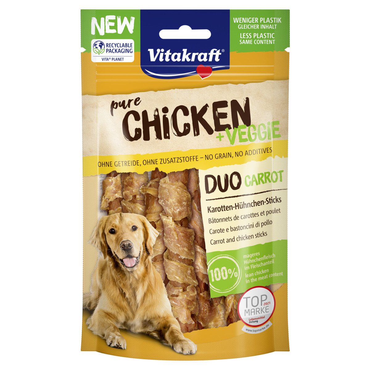 Vitakraft CHICKEN Veggie Karotte-Hühnchenstick 80 g, Snack für: Hund