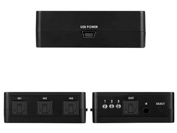 AUKEY Toslink Splitter Switch SPDIF Audio-Adapter, 3 In 1 Out, USB, mit Fernbedienung, IR Empfänger