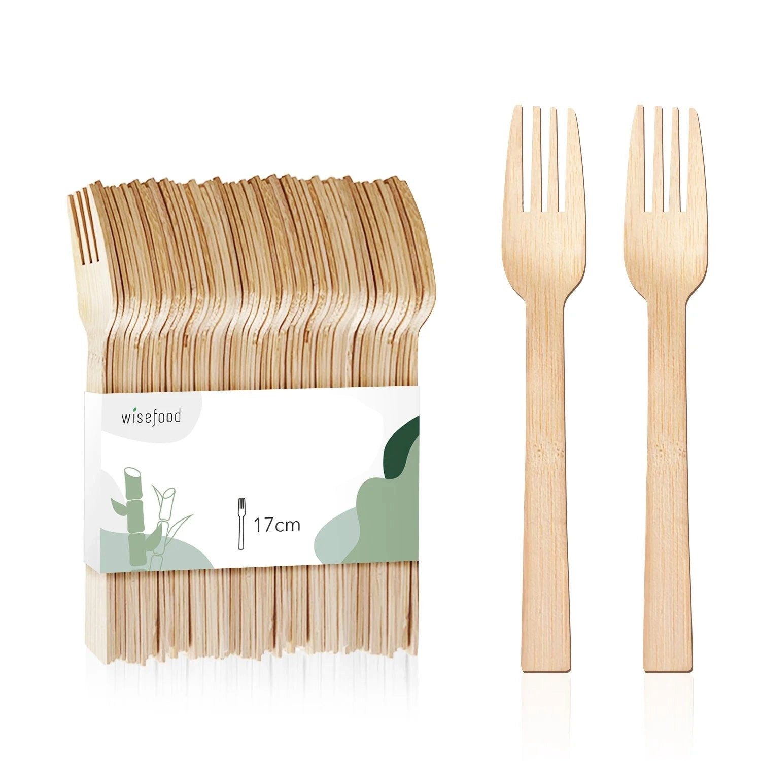 wisefood Einwegbesteck-Set 100-tlg., Bambus-Gabeln, 17 cm (100-tlg), Bambus