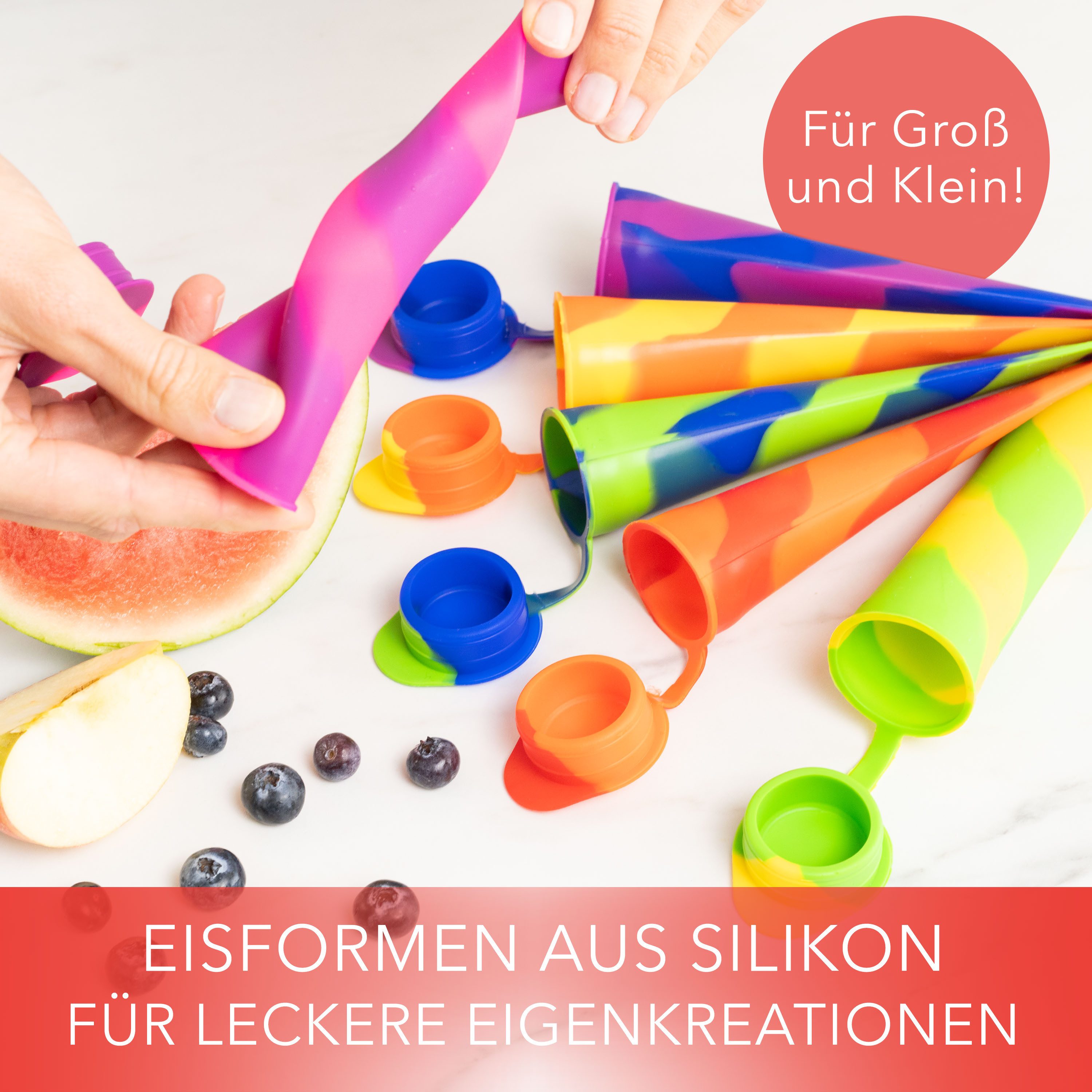 AVANA Eisform Wiederverwendbare Eisformen aus Silikon Eis Formen Eiscreme Wassereis, (6-tlg), Bunt, BPA-frei