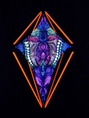 PSYWORK Wanddekoobjekt Schwarzlicht snap-2gether Dekoobjekt "Mesh Magnetic Field Neon Red", UV-aktiv, leuchtet unter Schwarzlicht