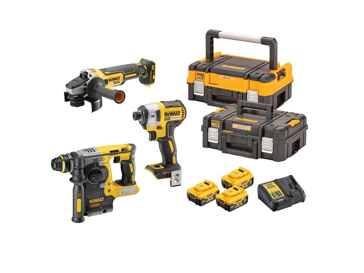 DeWalt (3-tlg) Akku-Set (18 V), 3xAkkus & Schnellladegerät inkl. 1xTSTAK-Koffer I & 1xTSTAK-Koffer II