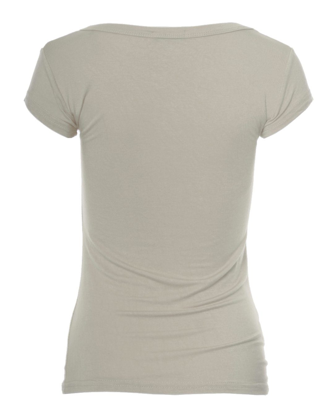 Muse T-Shirt Skinny Basic taupe Kurzarm Fit T-Shirt 1001