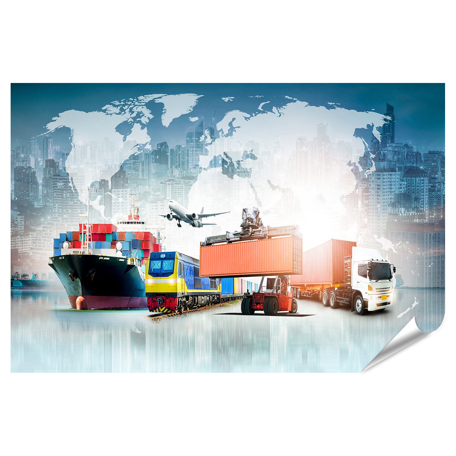 islandburner Poster Globales Geschäft Logistik Import Export Hintergrund Container