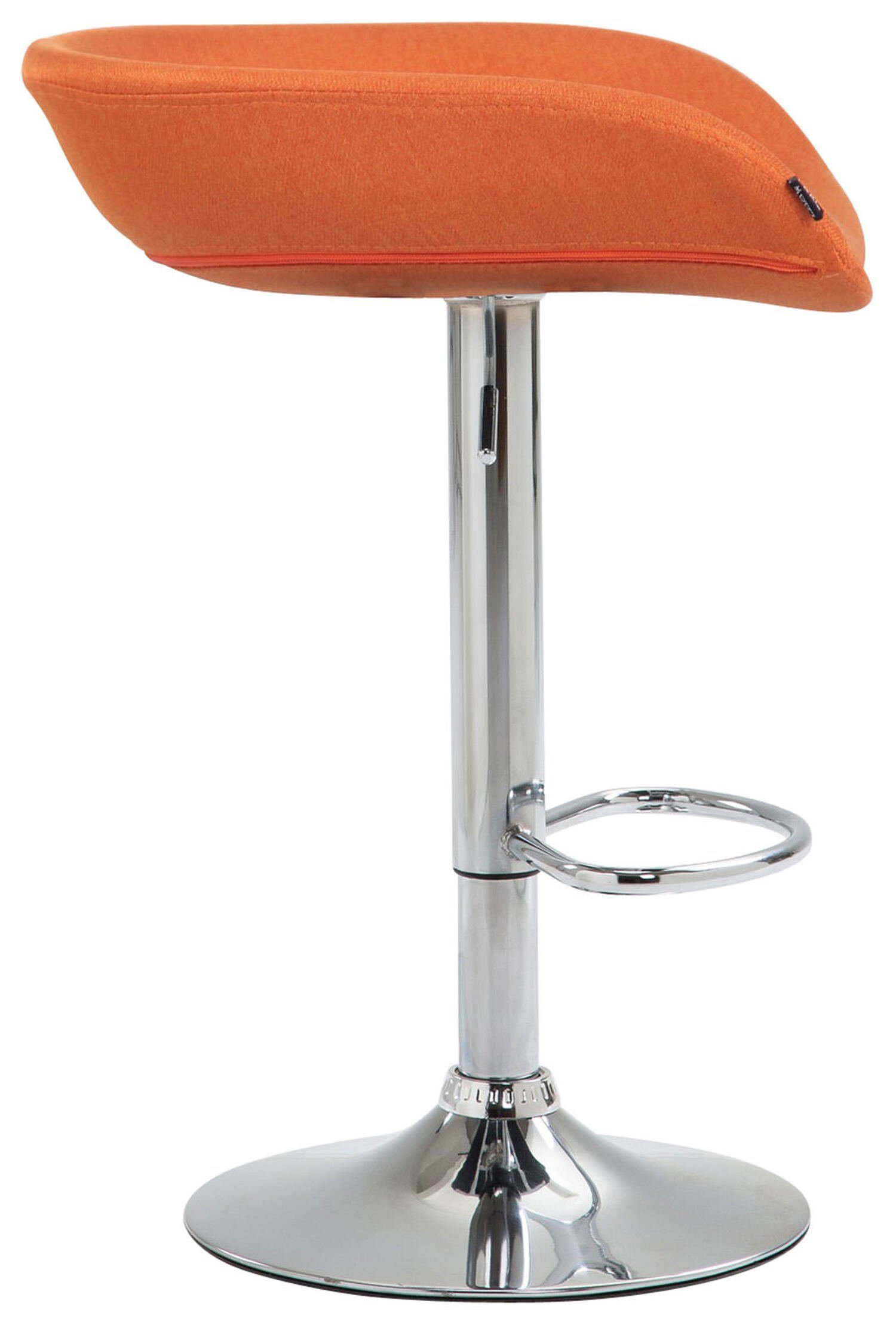 Hocker Barhocker Stoff chrom Küche TPFLiving Gestell & drehbar Sitzfläche: Metall - mit Theke höhenverstellbar), Anna 360° - (Barstuhl Orange und für angenehmer Fußstütze