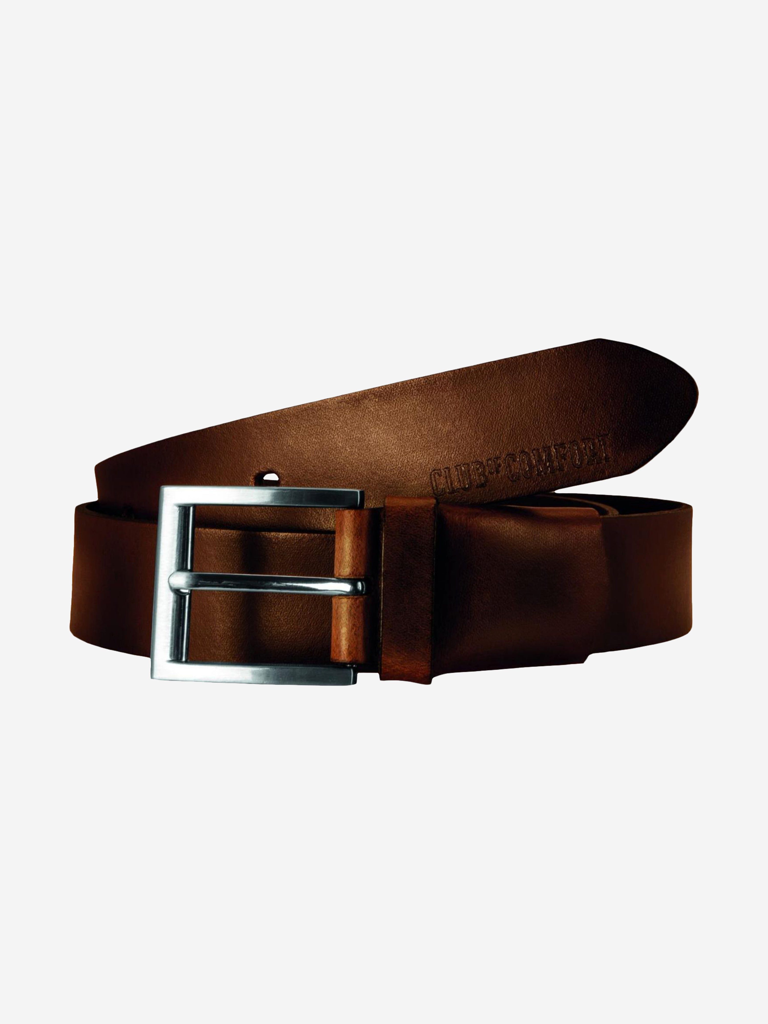 Club of Comfort Stretchgürtel Stretch-Gürtel LEDER A50 - braun - Herrenhose - 110 Hochwertiger, elastischer Gürtel aus Echtleder mit polierter Metallsch