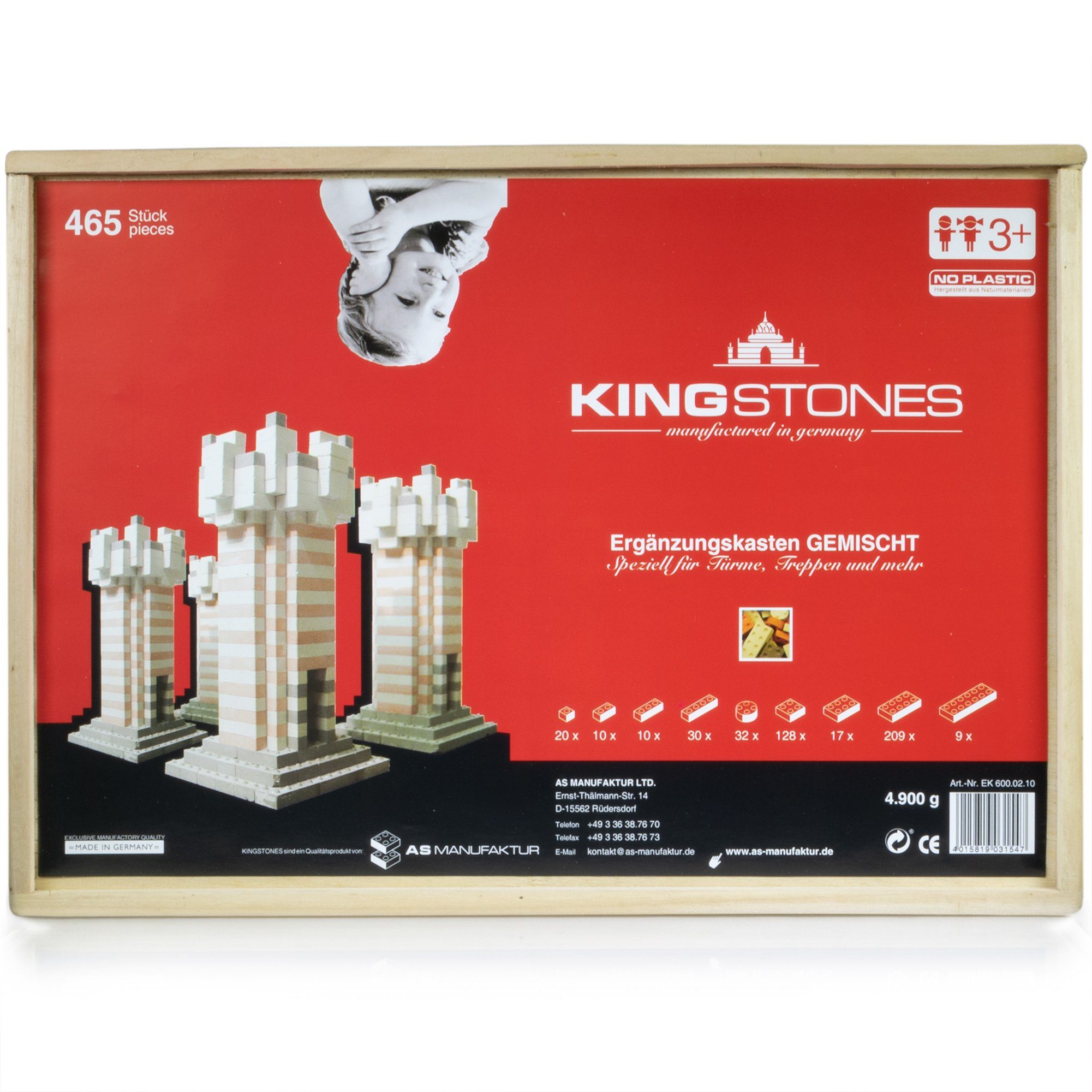 PhoneNatic Spielbausteine KINGSTONES Ergänzungskasten- Steinbaukasten aus Marmormehl, Made in Germany