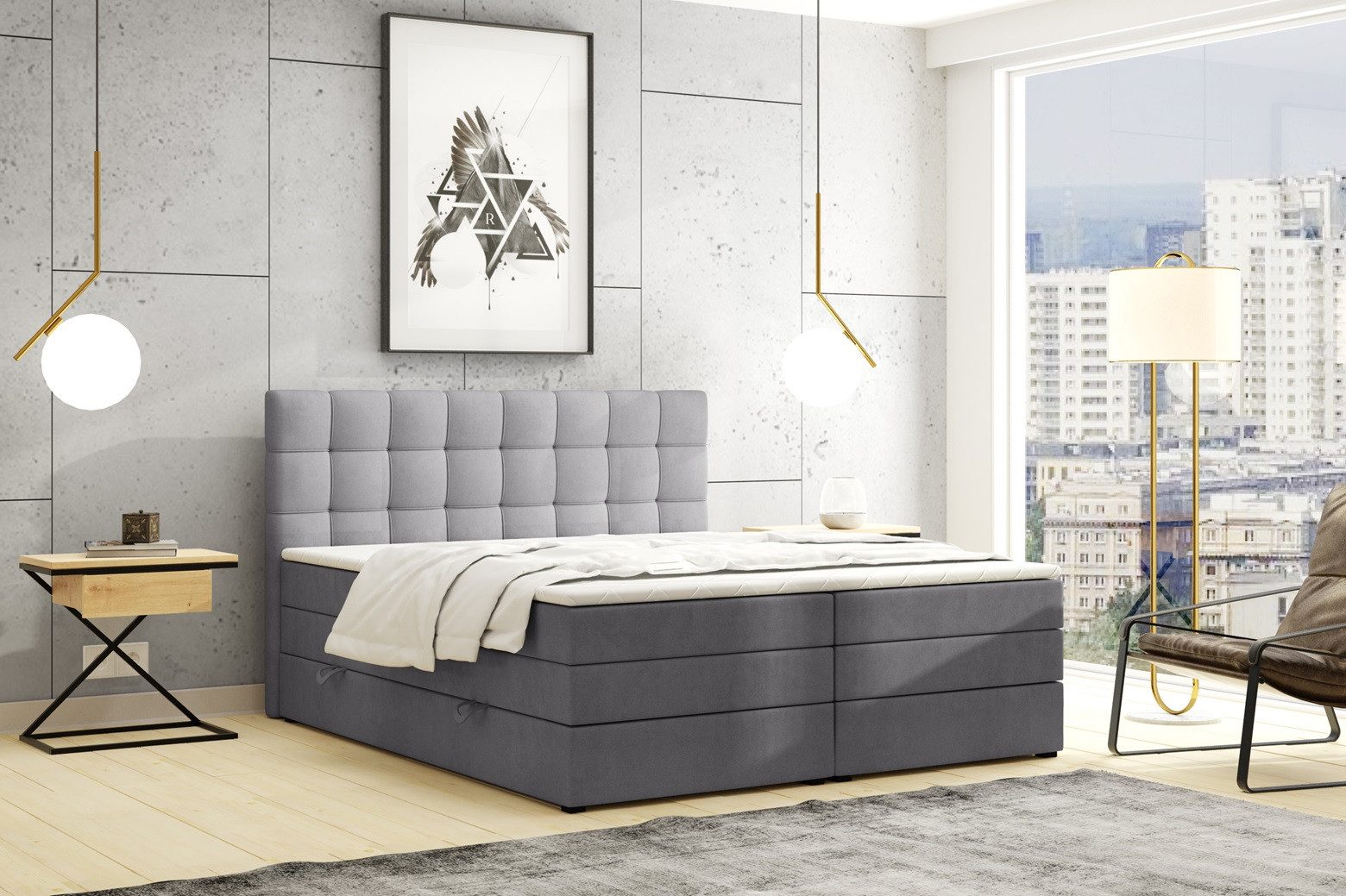 Labett Boxspringbett mit Bettkasten Doppelmatratze & Topper IGELLA KING 180 günstig online kaufen