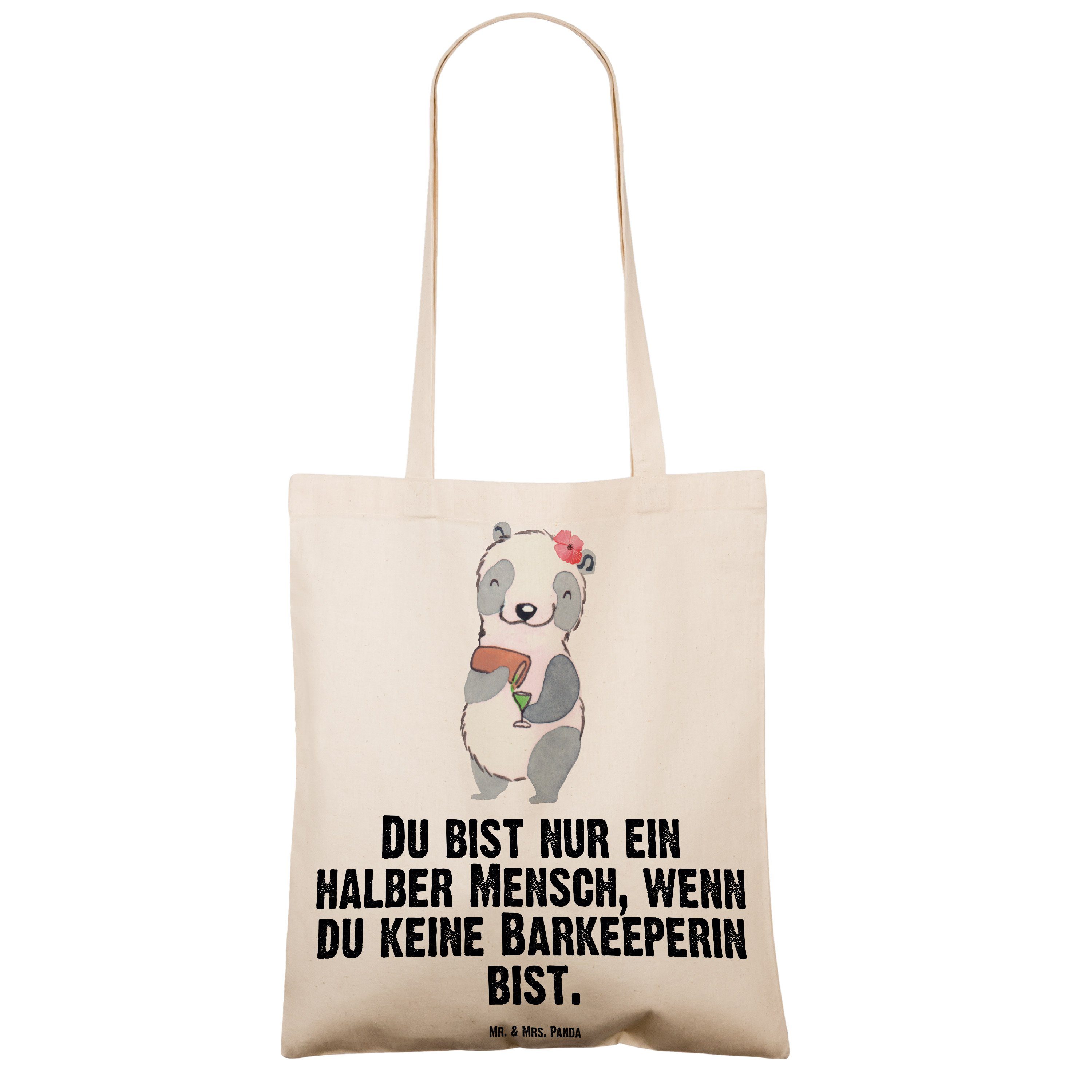 Mrs. Einkaufstasche, - Beutel - Barkeeperin Mr. Tragetasche & mit Herz Transparent Geschenk, Panda (1-tlg)